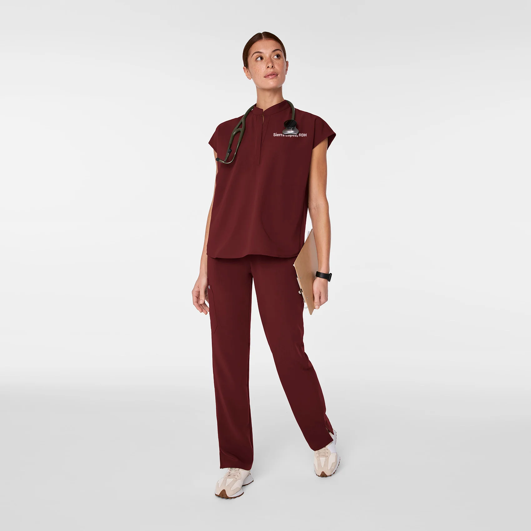 Women's Burgundy Rafaela™ - Oversized Scrub Top - Image 5