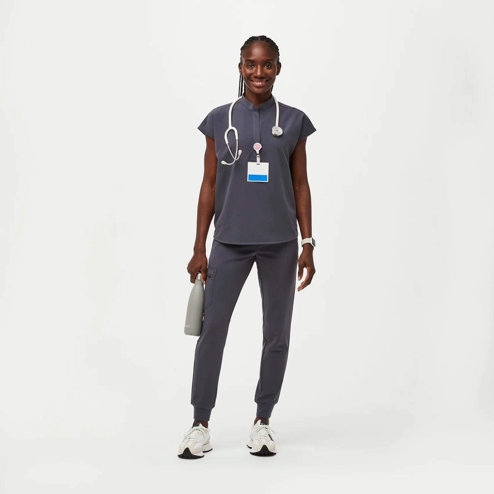 women's Charcoal Rafaela™ - Oversized Scrub Top - Image 2