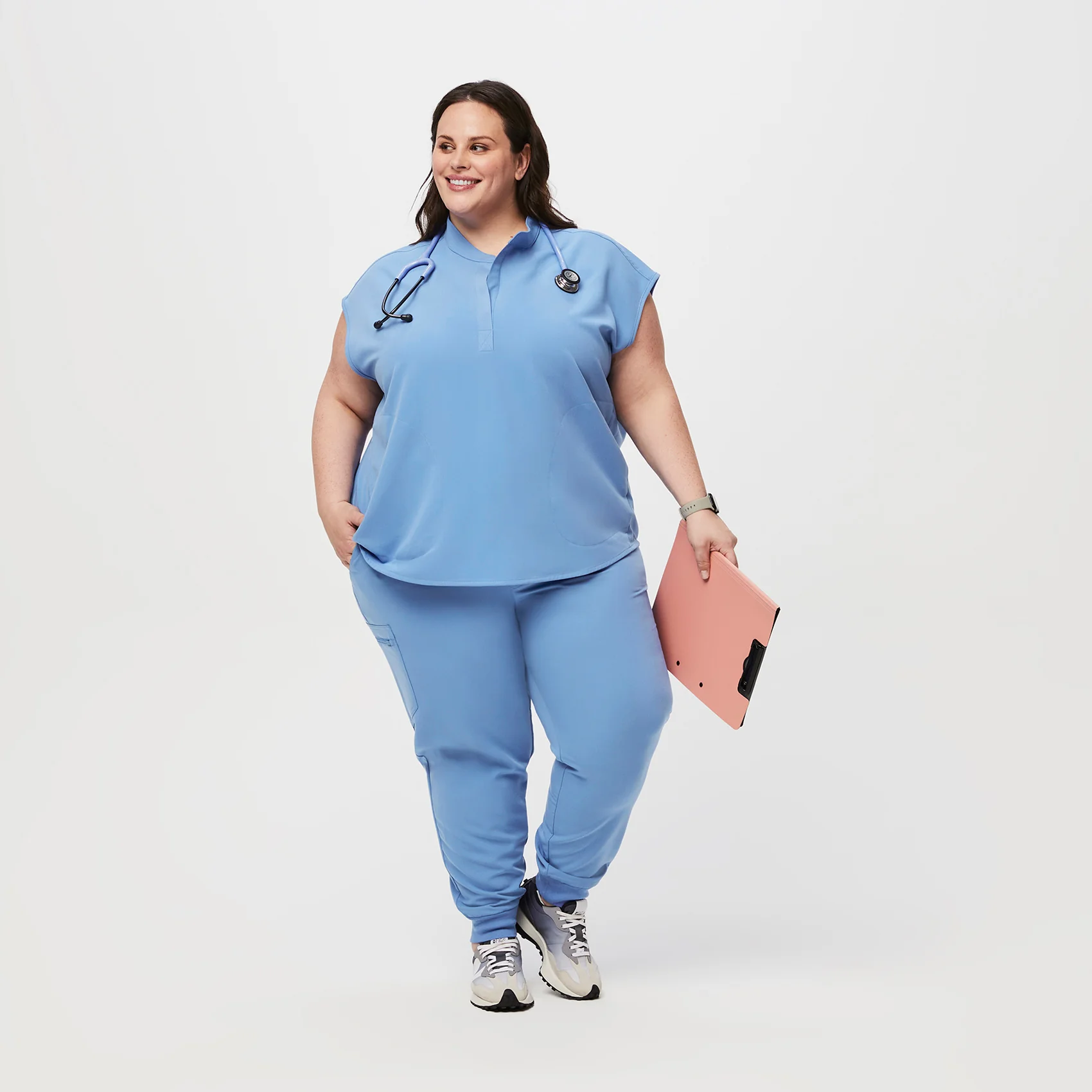 women's Ceil Blue Rafaela™ - Oversized  Scrub Top (3XL - 6XL) - Image 2