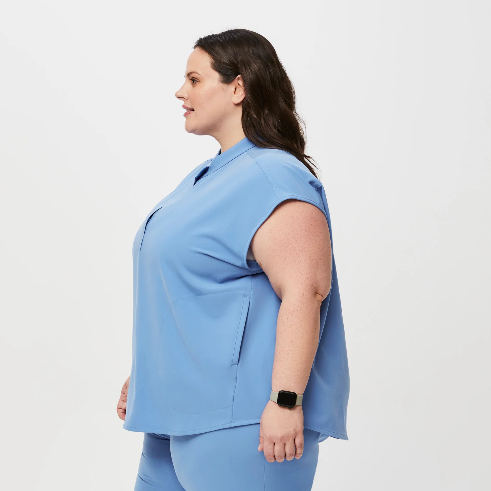 women's Ceil Blue Rafaela™ - Oversized  Scrub Top (3XL - 6XL) - Image 3