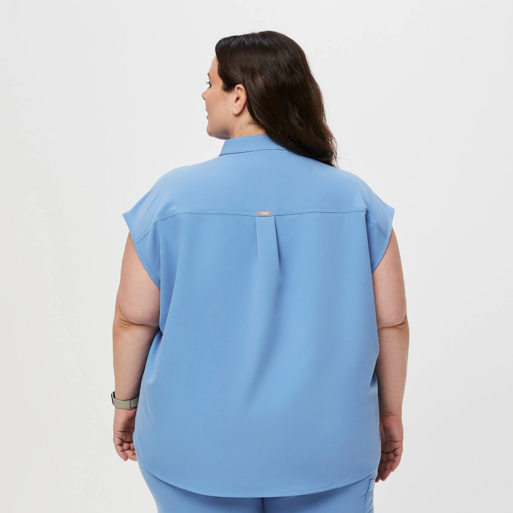 women's Ceil Blue Rafaela™ - Oversized  Scrub Top (3XL - 6XL) - Image 4