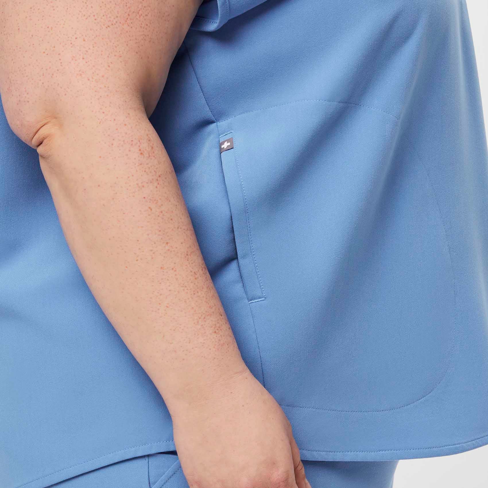women's Ceil Blue Rafaela™ - Oversized  Scrub Top (3XL - 6XL) - Image 6