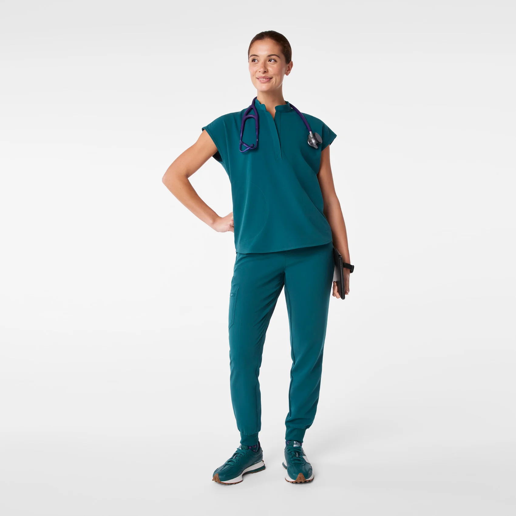 women's Caribbean Blue Rafaela - Oversized Scrub Top⢠- Image 2