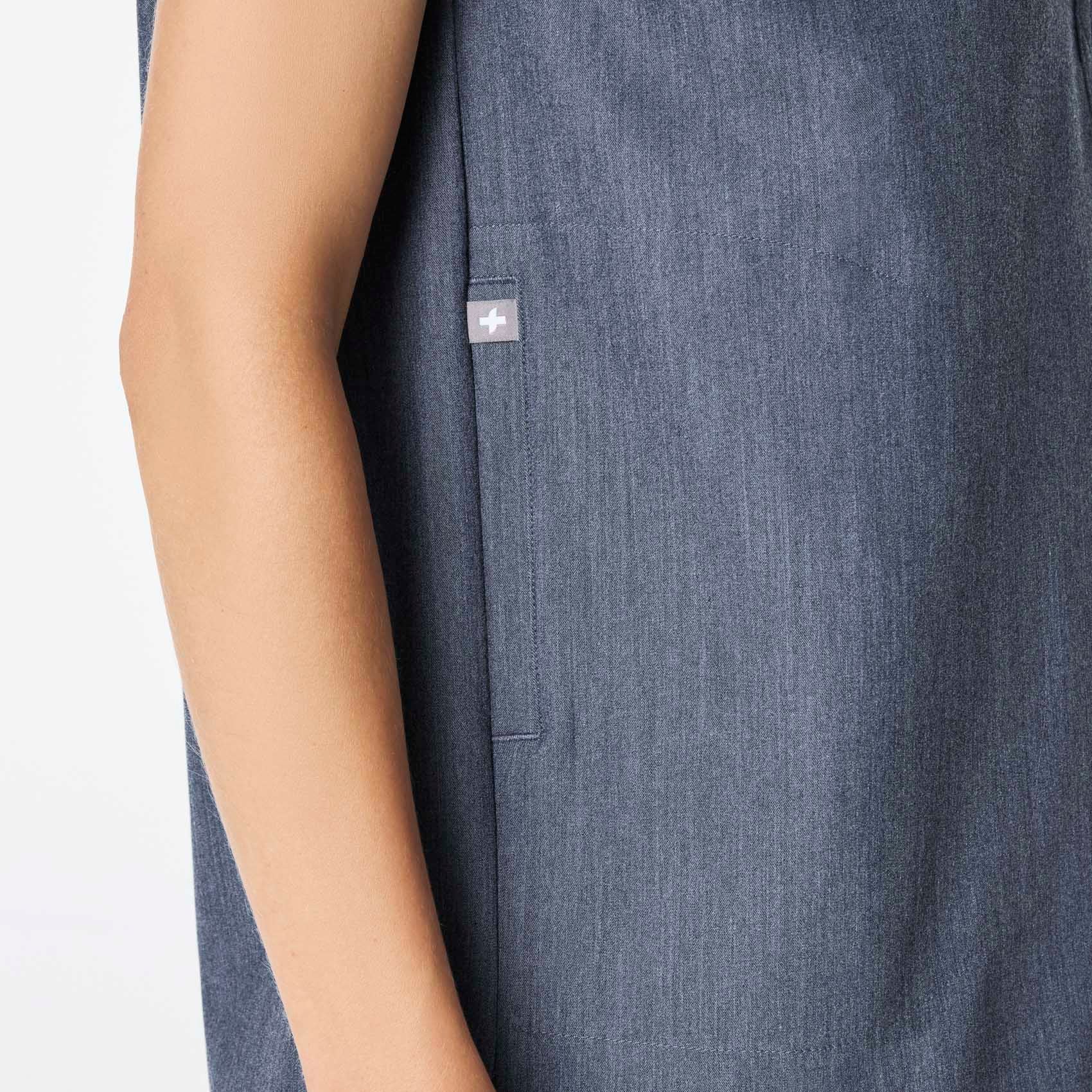 women's Heather Denim Rafaela - Oversized Scrub Top⢠- Image 7