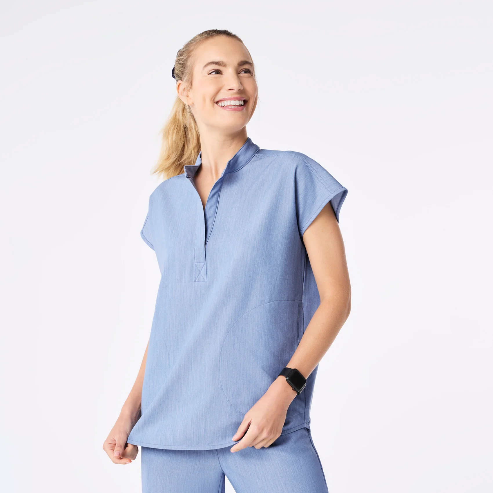 women's Heather Indigo Rafaela - Oversized Scrub Topā¢