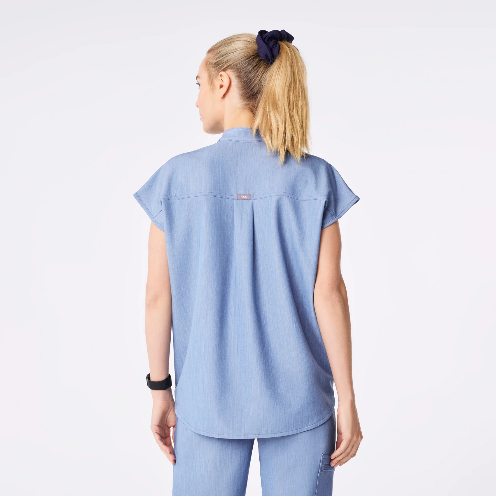 women's Heather Indigo Rafaela - Oversized Scrub Top⢠- Image 4