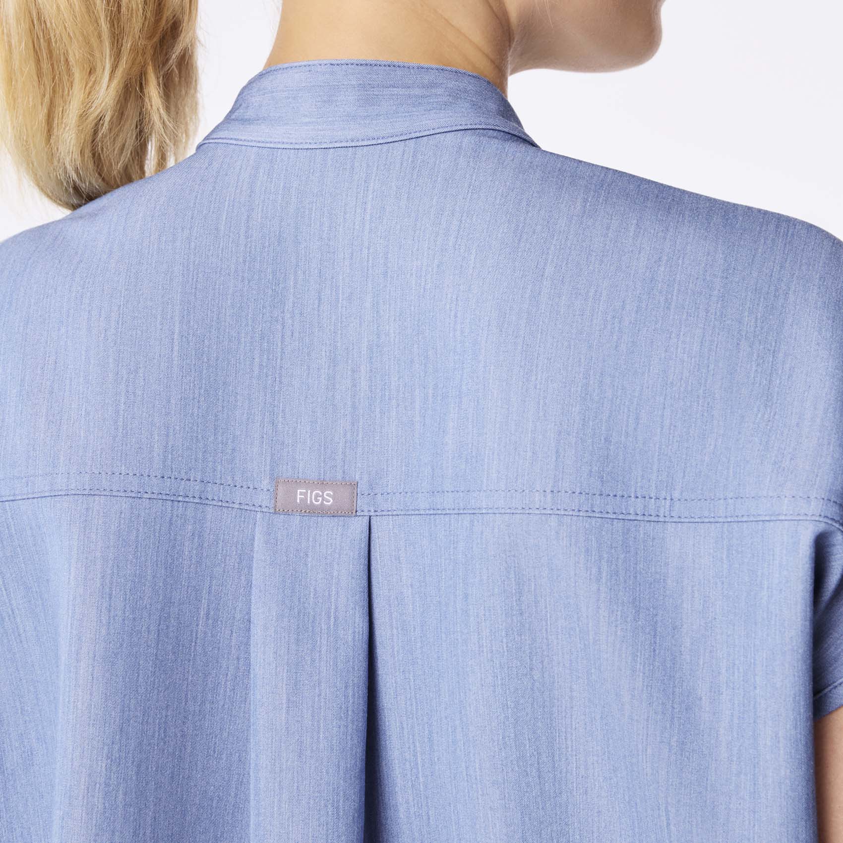 women's Heather Indigo Rafaela - Oversized Scrub Top⢠- Image 5