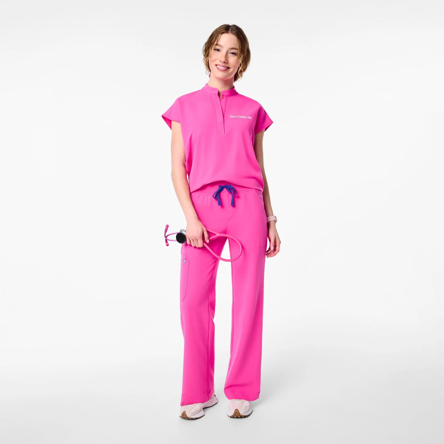 women's Rapid Response Pink - Oversized Scrub Top⢠- Image 2