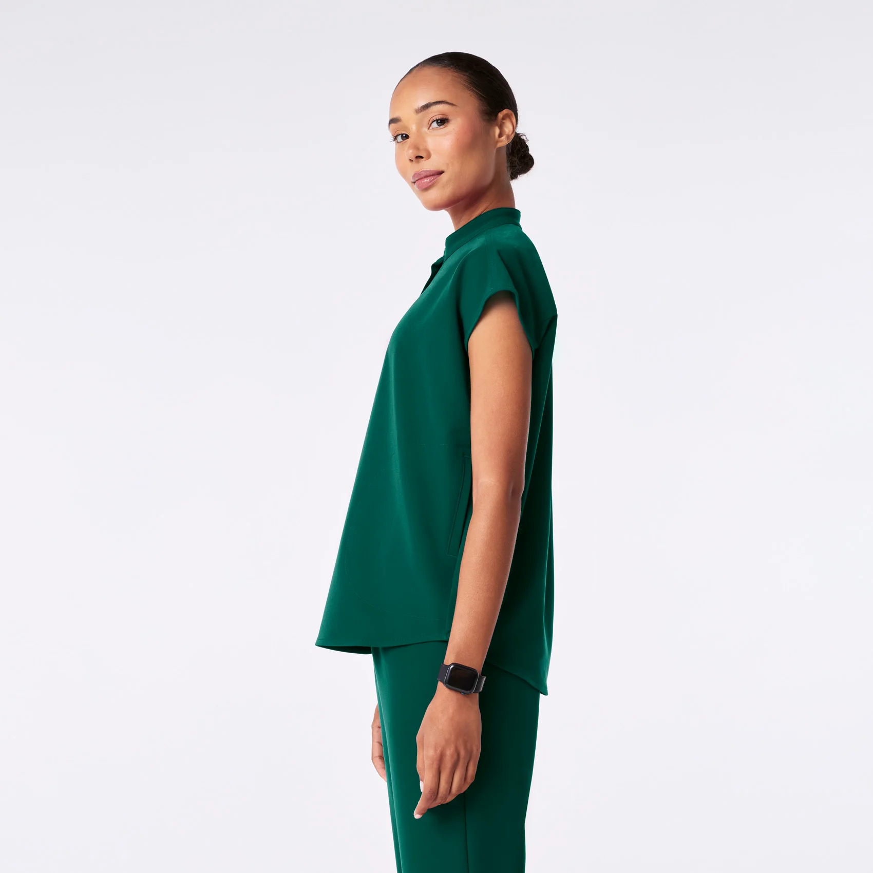 women's Hunter Green Rafaela - Oversized Scrub Top⢠- Image 3