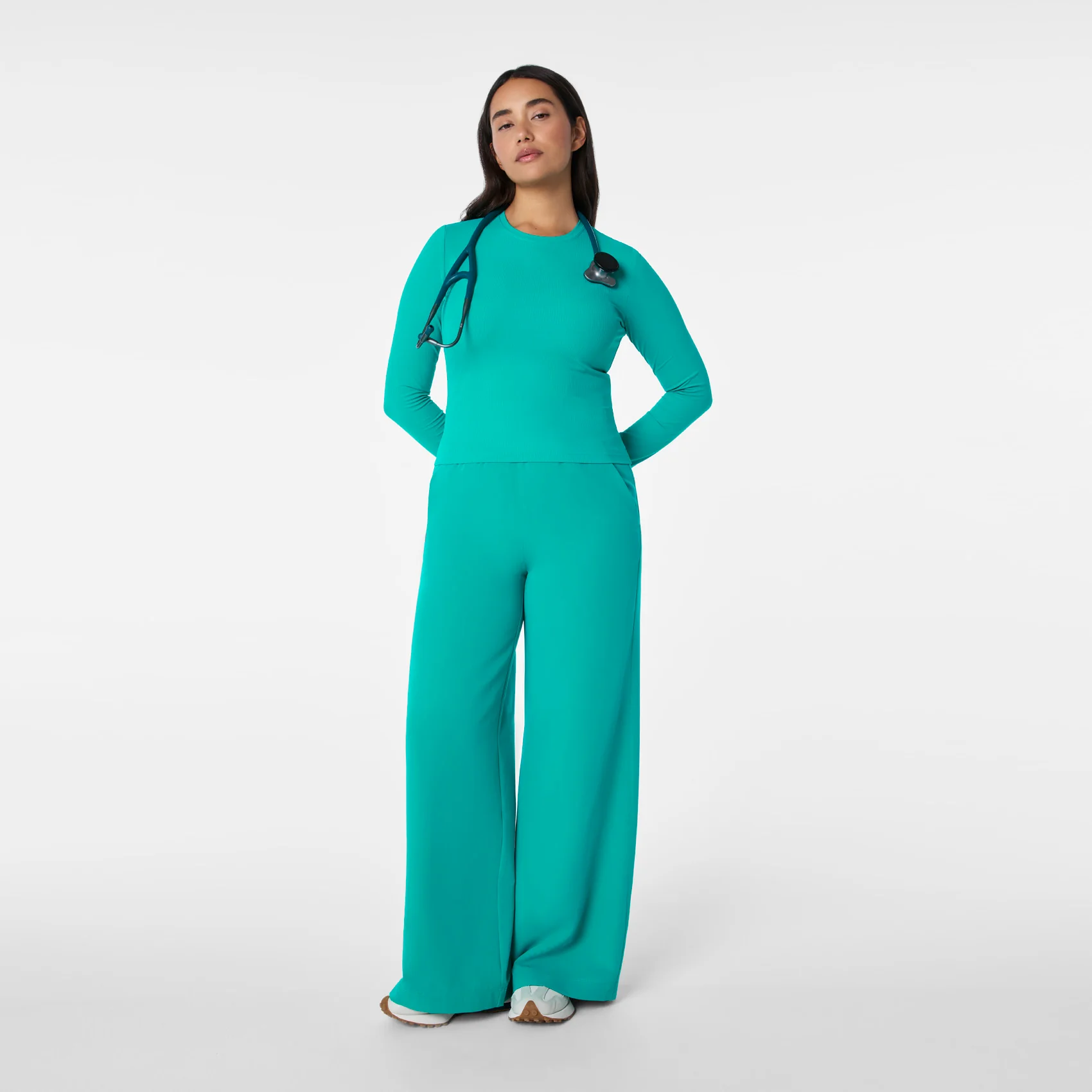 women's Lagoon Ribbed Cropped  - Longsleeve Underscrub - Image 3