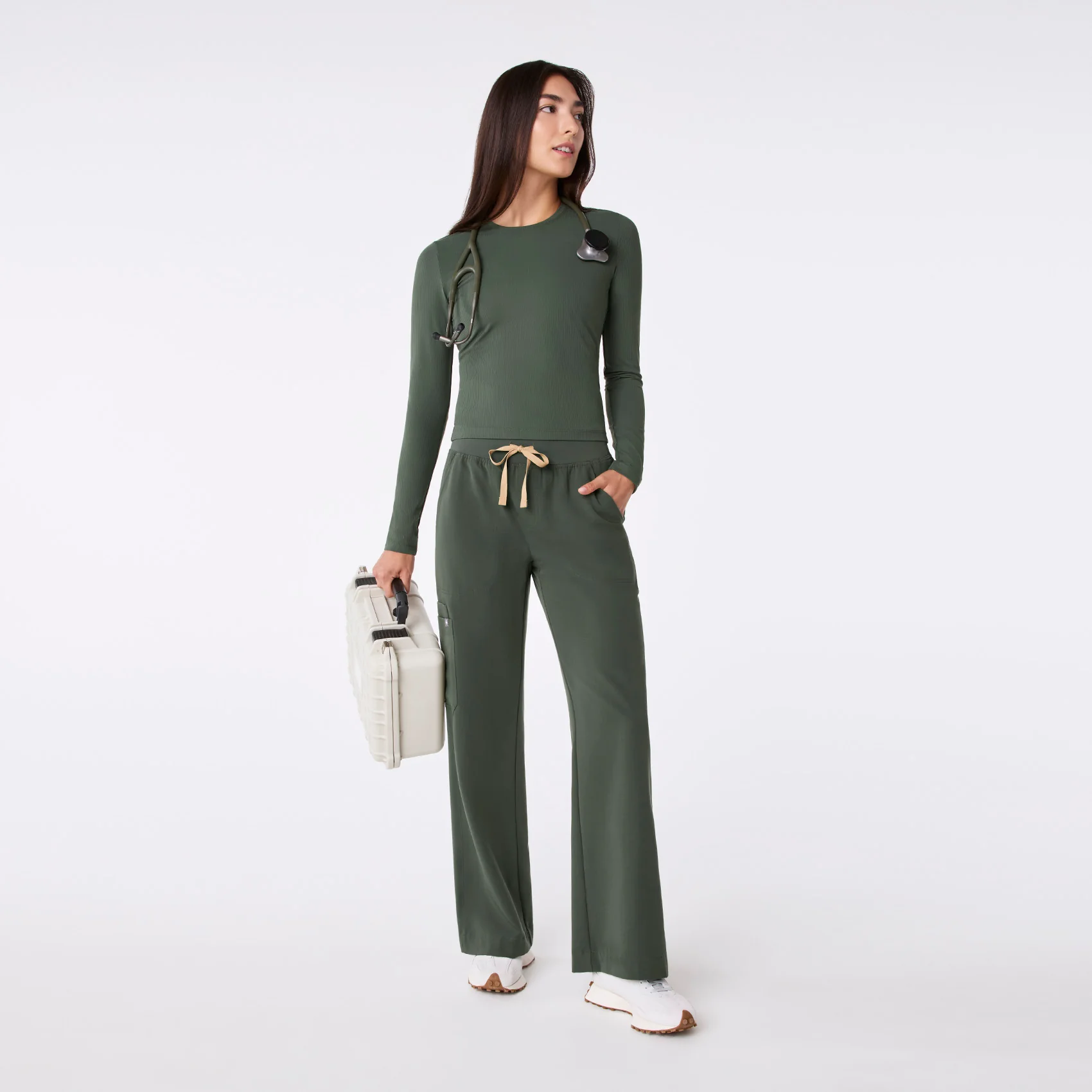 women's Moss Ribbed Cropped - Longsleeve Underscrub - Image 3