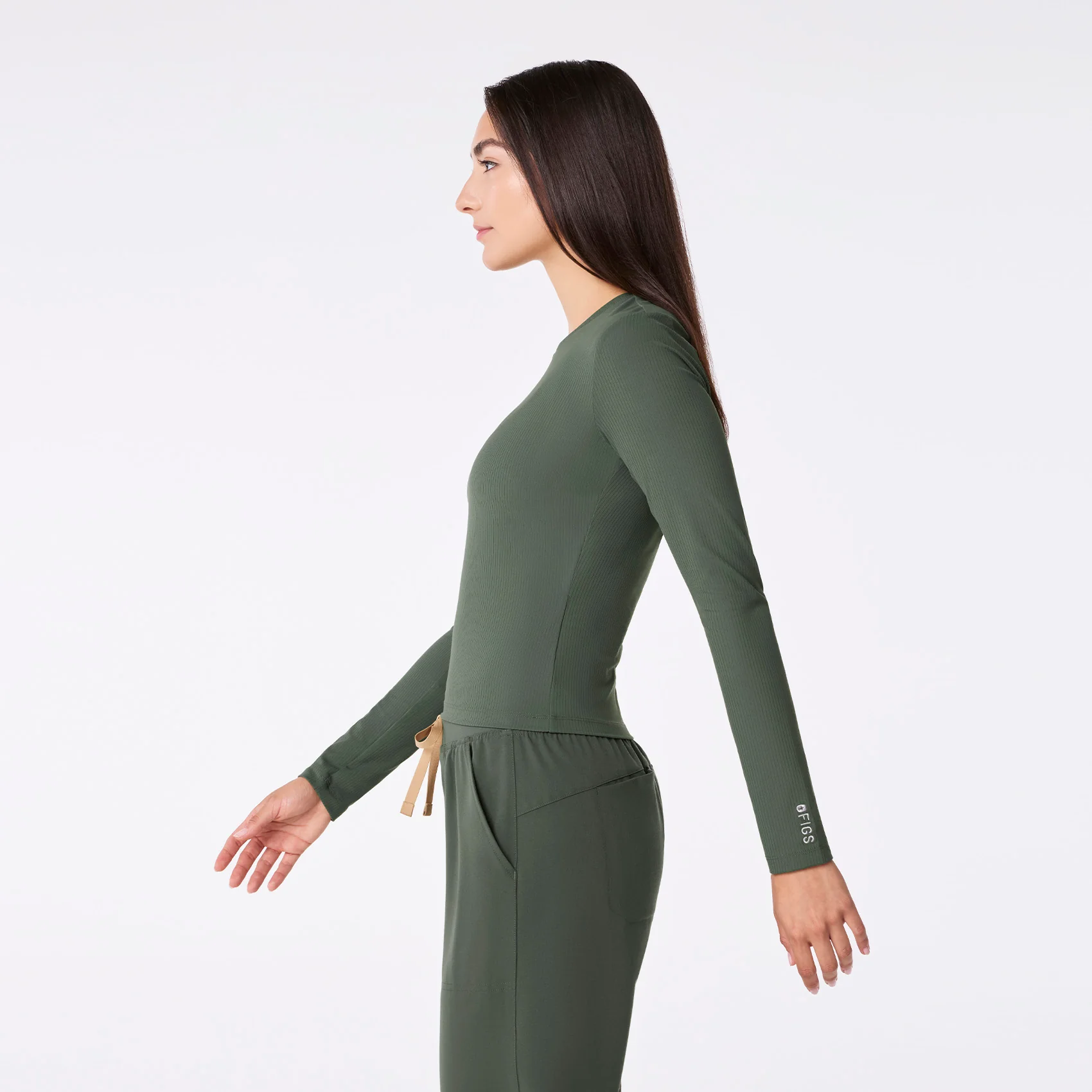 women's Moss Ribbed Cropped - Longsleeve Underscrub - Image 4