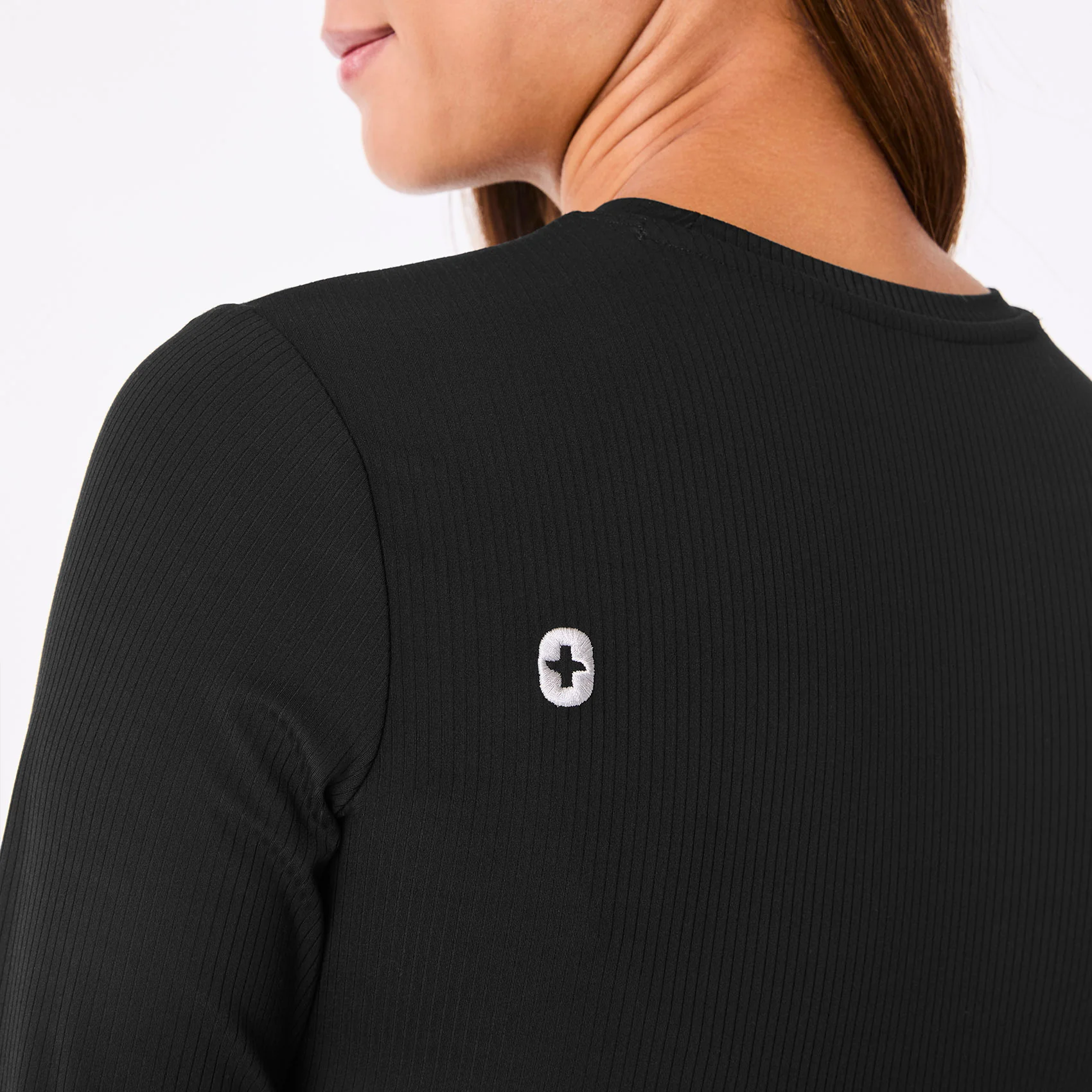 women's Black Ribbed - Longsleeve Underscrub - Image 2