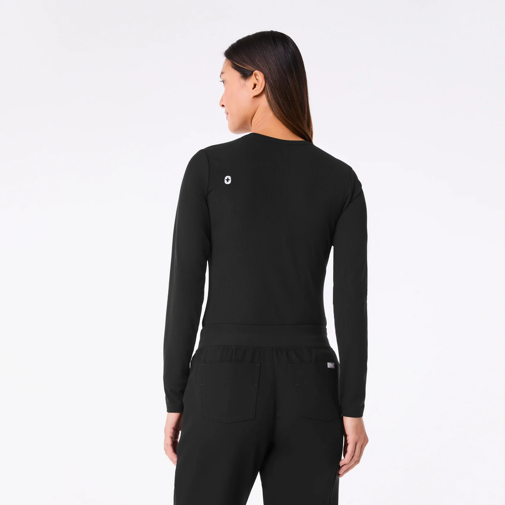 women's Black Ribbed - Longsleeve Underscrub - Image 5