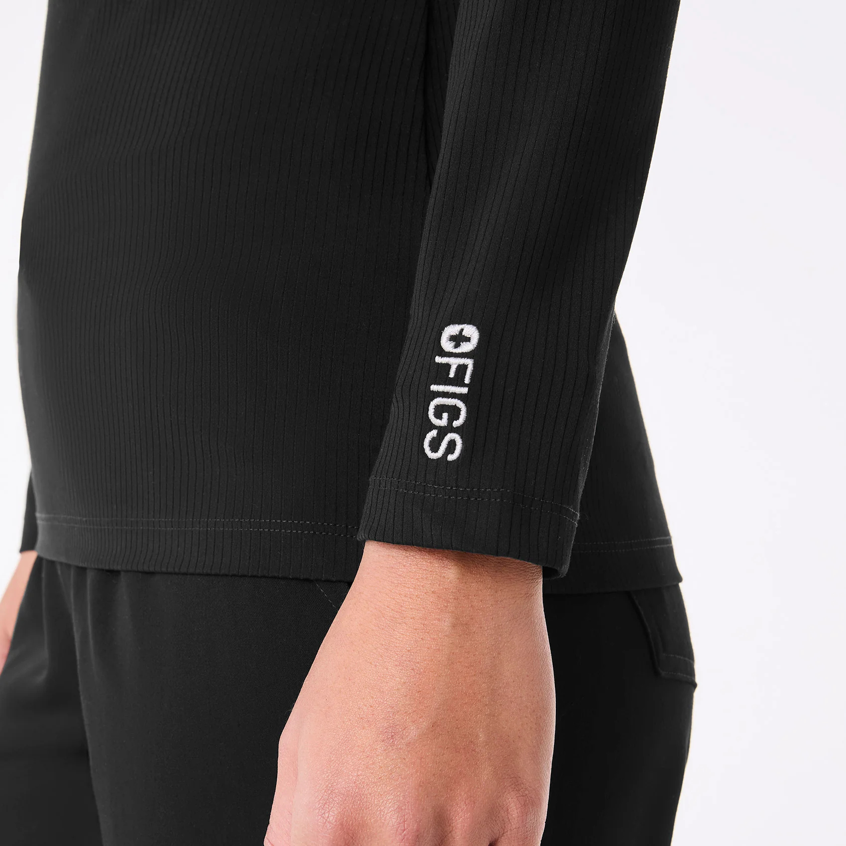 women's Black Ribbed - Longsleeve Underscrub - Image 7