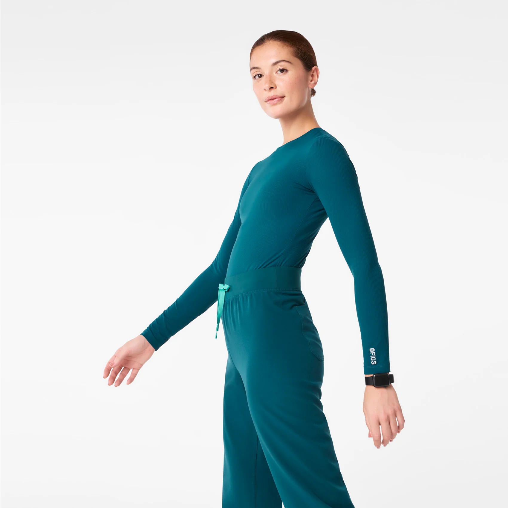 women's Caribbean Blue Ribbed - Longsleeve Underscrub - Image 4
