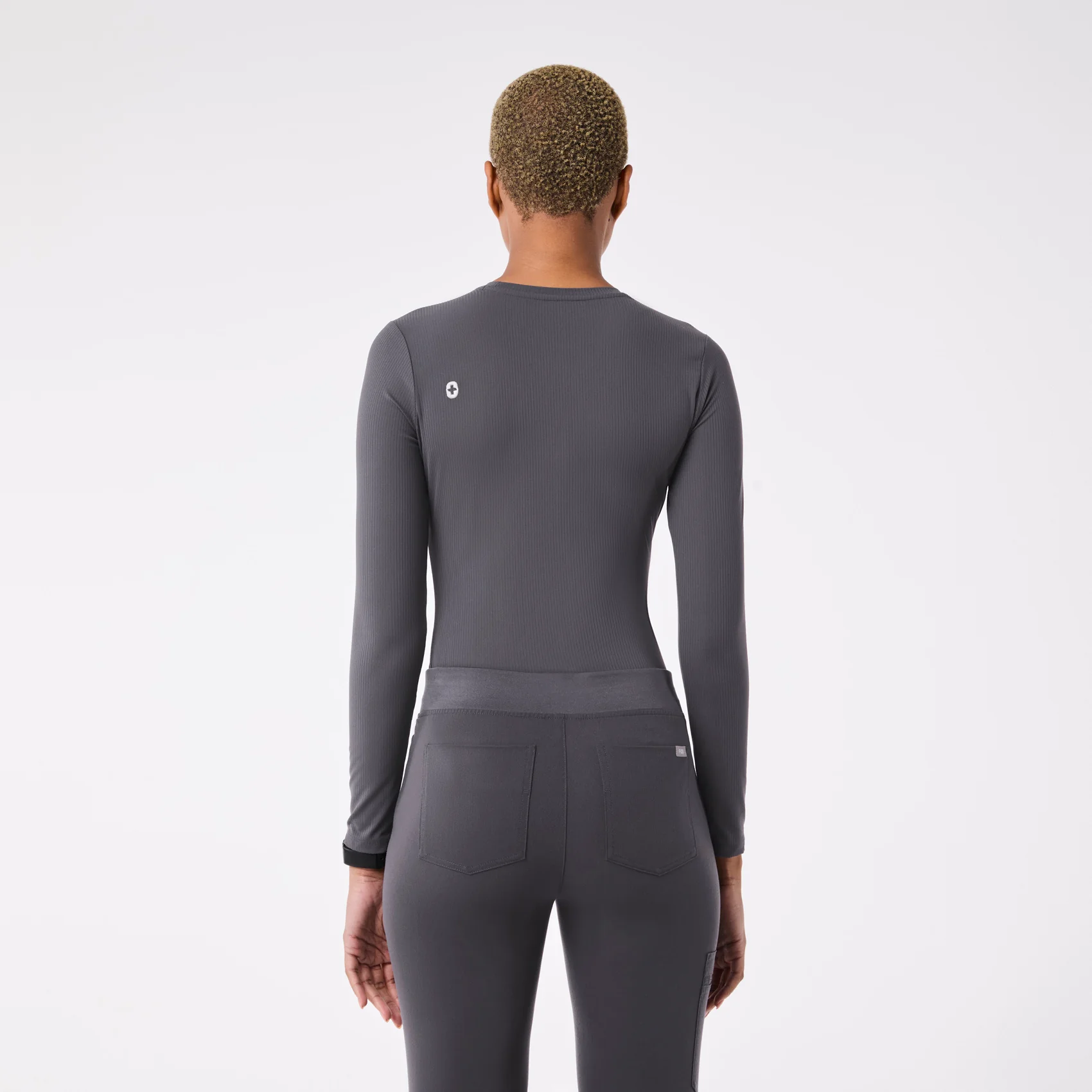 women's Charcoal Ribbed - Longsleeve Underscrub - Image 5