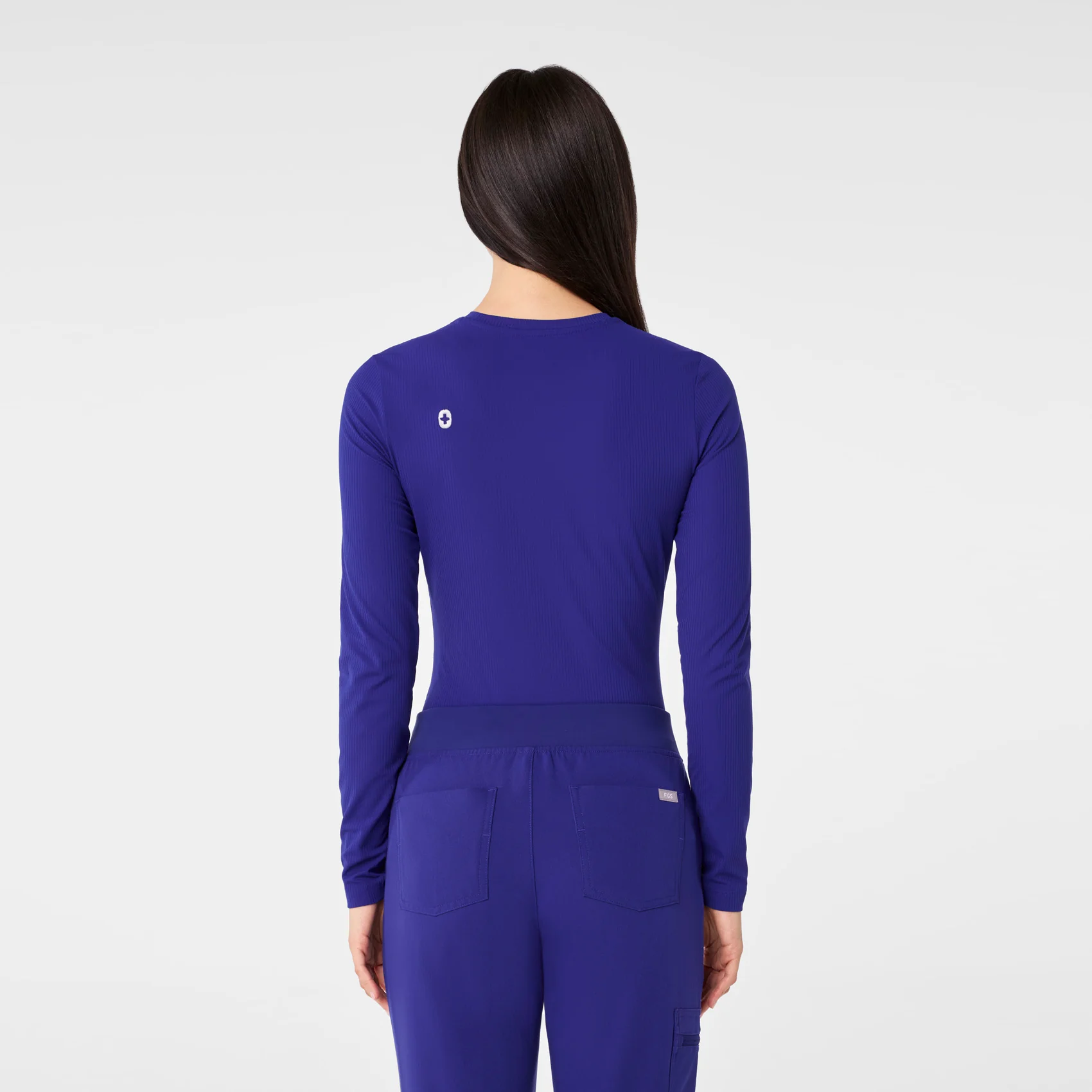 women's Deep Royal Blue Ribbed - Longsleeve Underscrub - Image 5