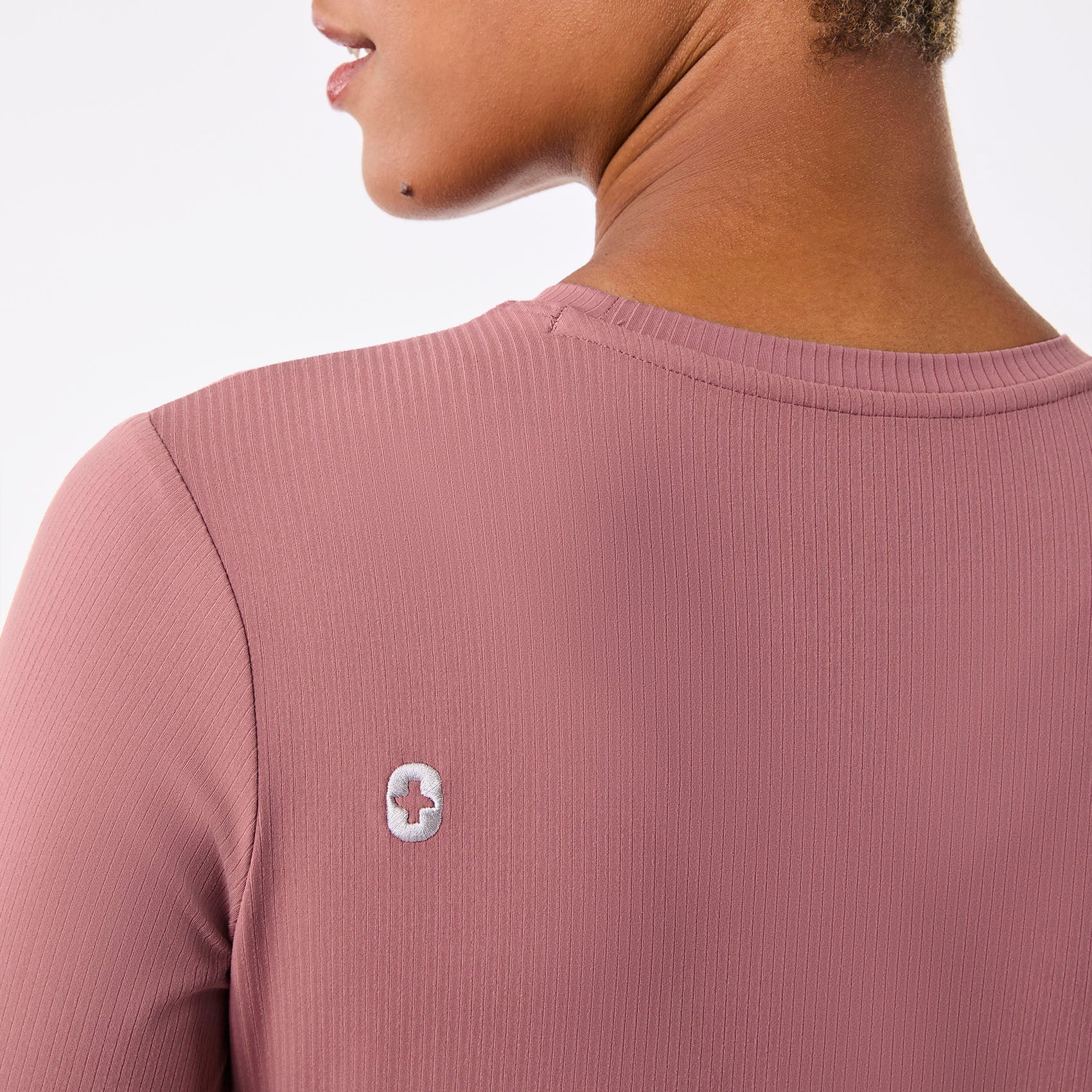 women's Mauve Ribbed - Longsleeve Underscrub - Image 2
