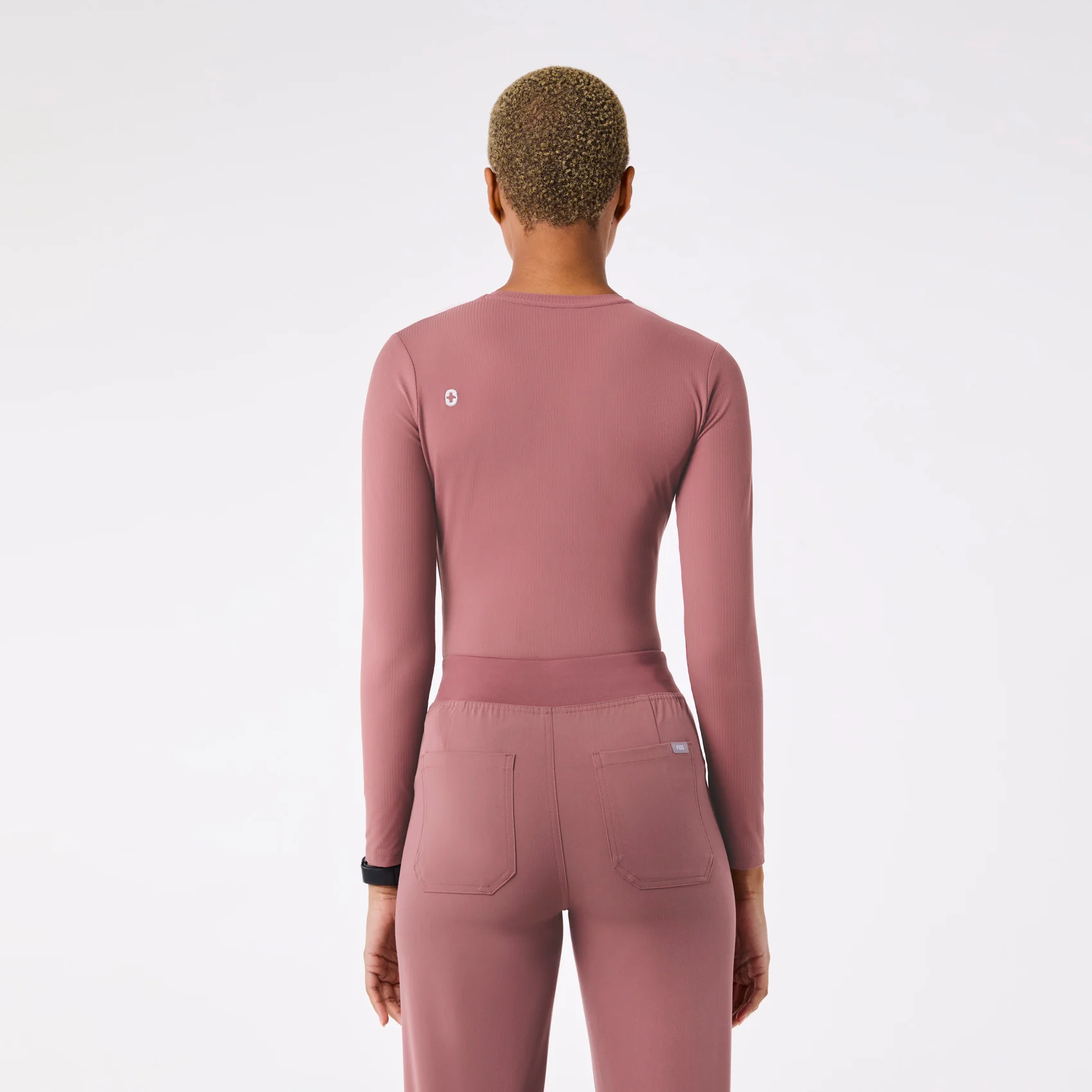 women's Mauve Ribbed - Longsleeve Underscrub - Image 5