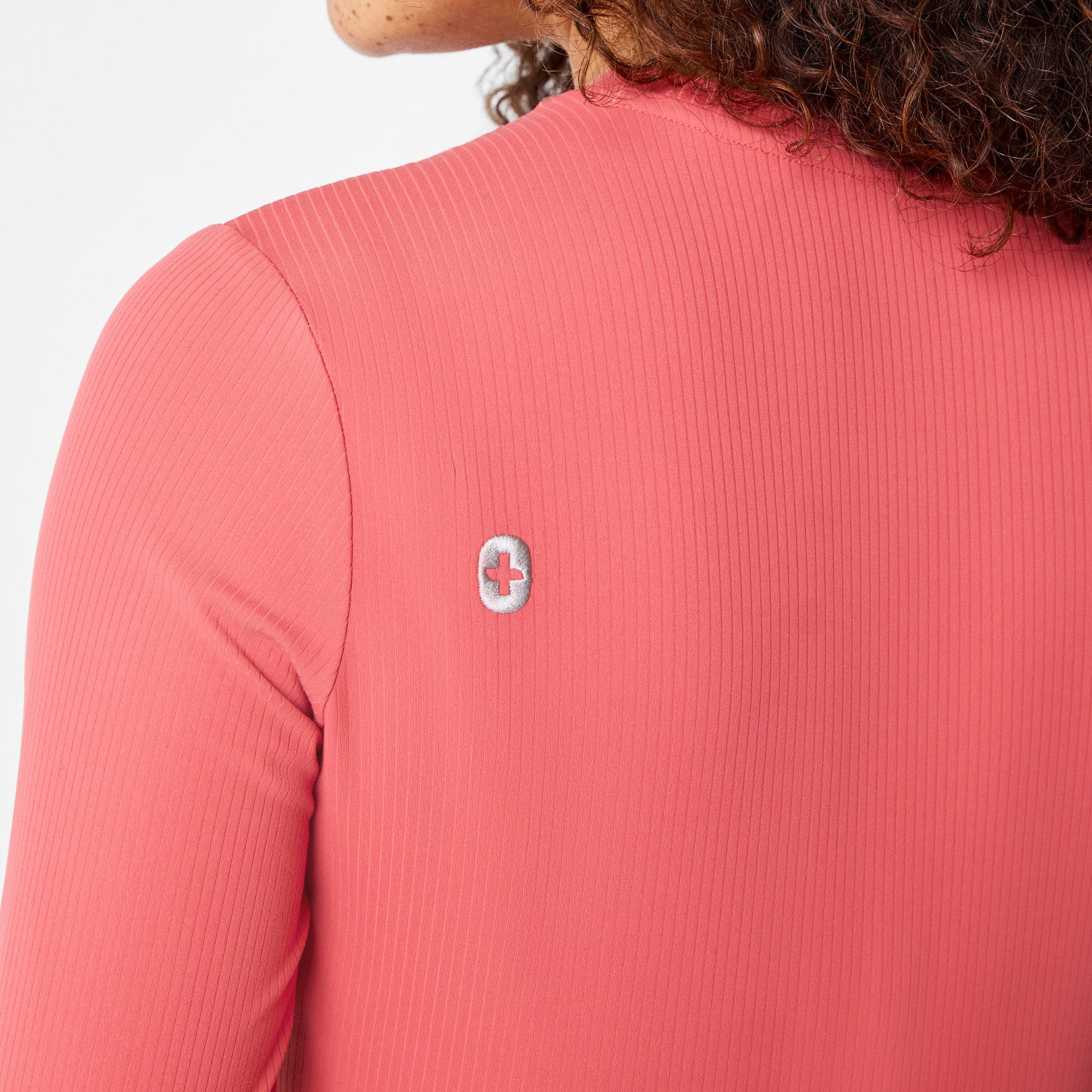 women's Pulmonary Pink Ribbed - Longsleeve Underscrub - Image 2