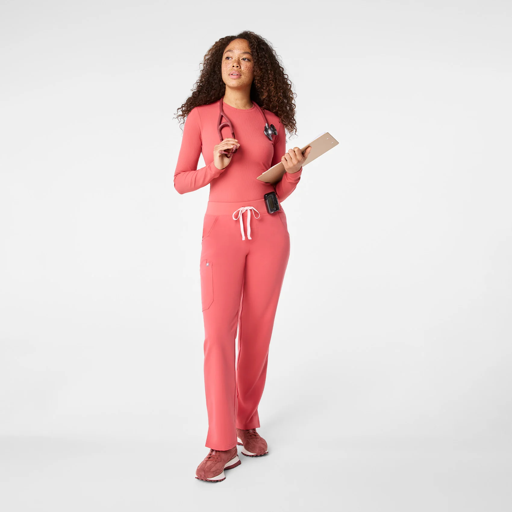 women's Pulmonary Pink Ribbed - Longsleeve Underscrub - Image 3