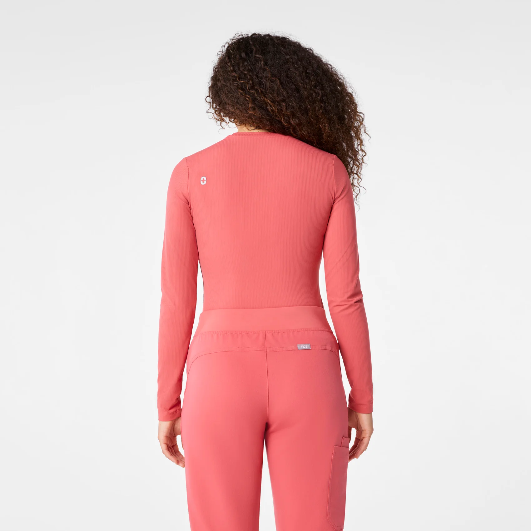 women's Pulmonary Pink Ribbed - Longsleeve Underscrub - Image 5