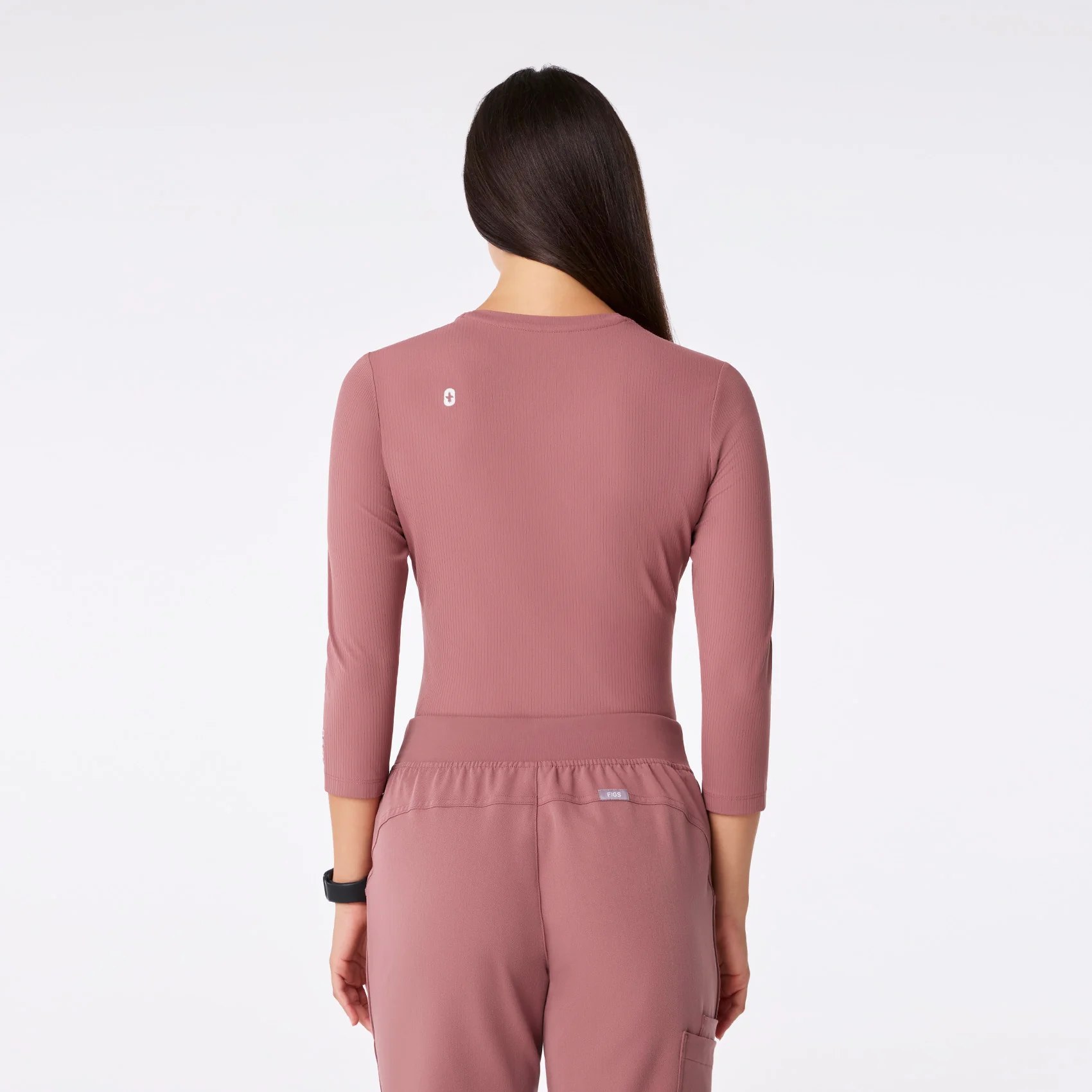 women's Mauve Ribbed - ¾ Sleeve Underscrub - Image 5