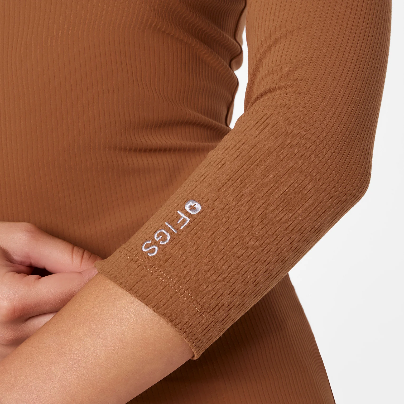 women's Mocha Ribbed - ¾ Sleeve Underscrub - Image 7