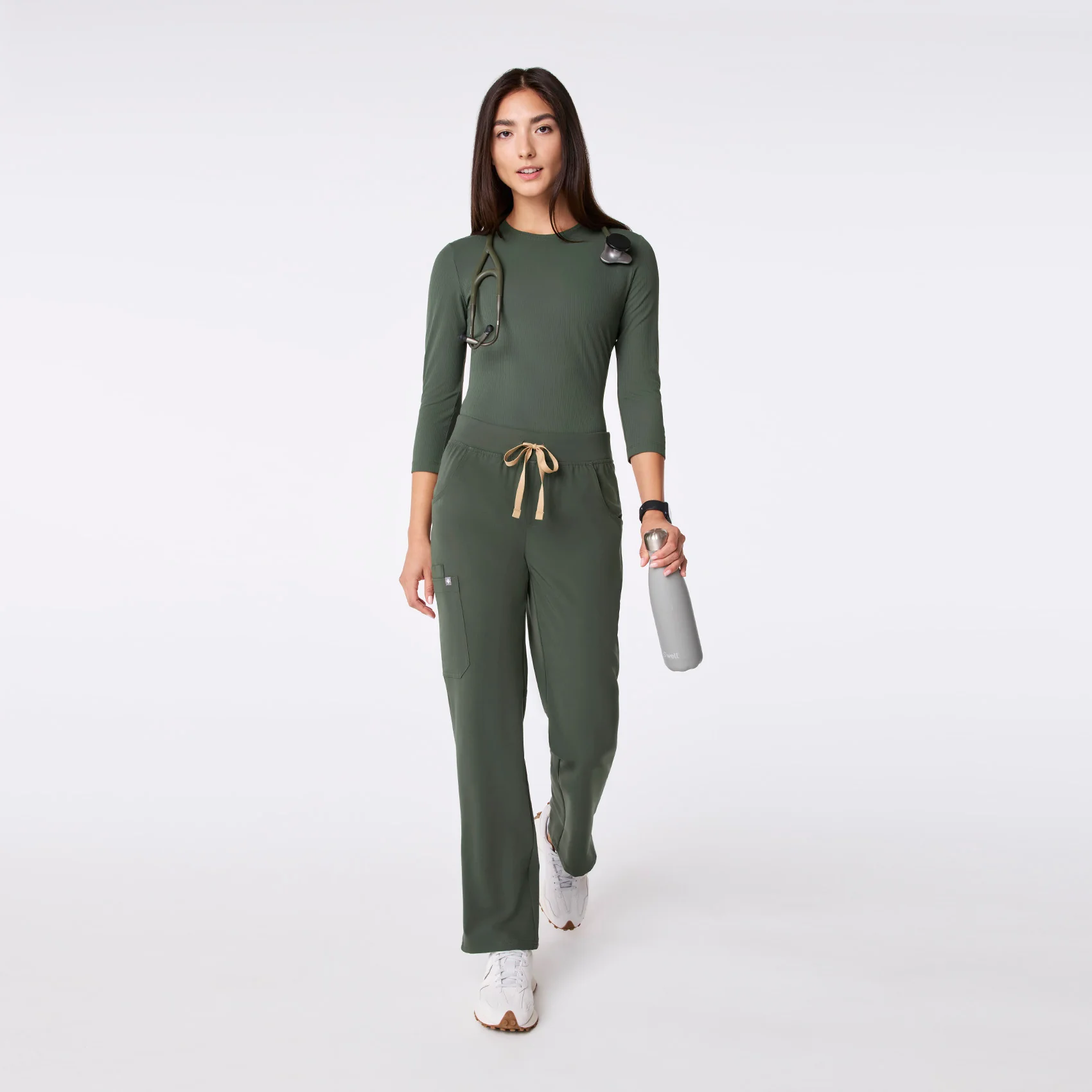 women's Moss Ribbed - ¾ Sleeve Underscrub - Image 3