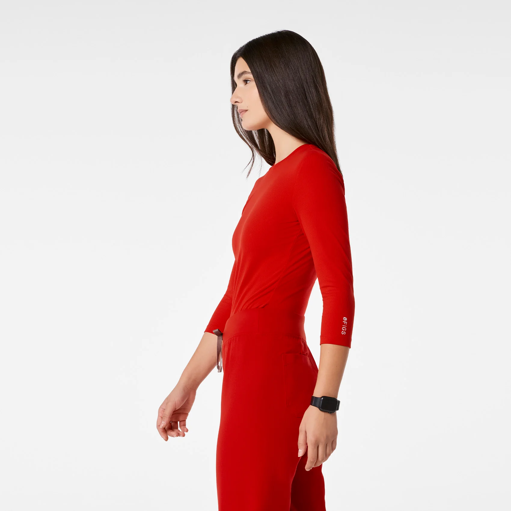 women's Winning Red Ribbed - ¾ Sleeve Underscrub - Image 3
