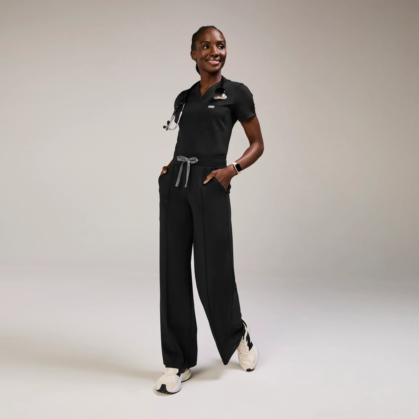 women's Black High Waisted Salina FORMx Wide Leg - Scrub Pant⢠- Image 2