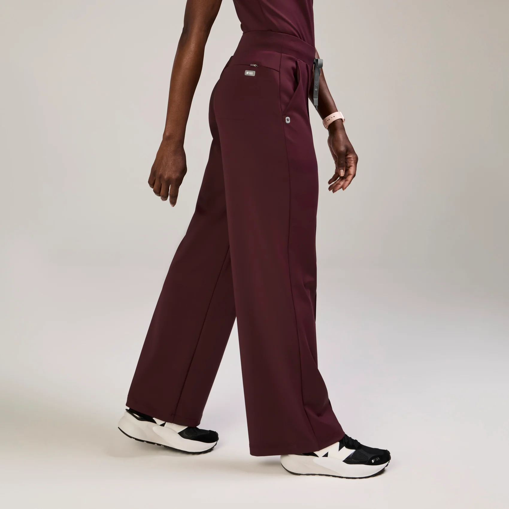 women's Burgundy High Waisted Salina FORMx Wide Leg - Scrub Pant⢠- Image 3