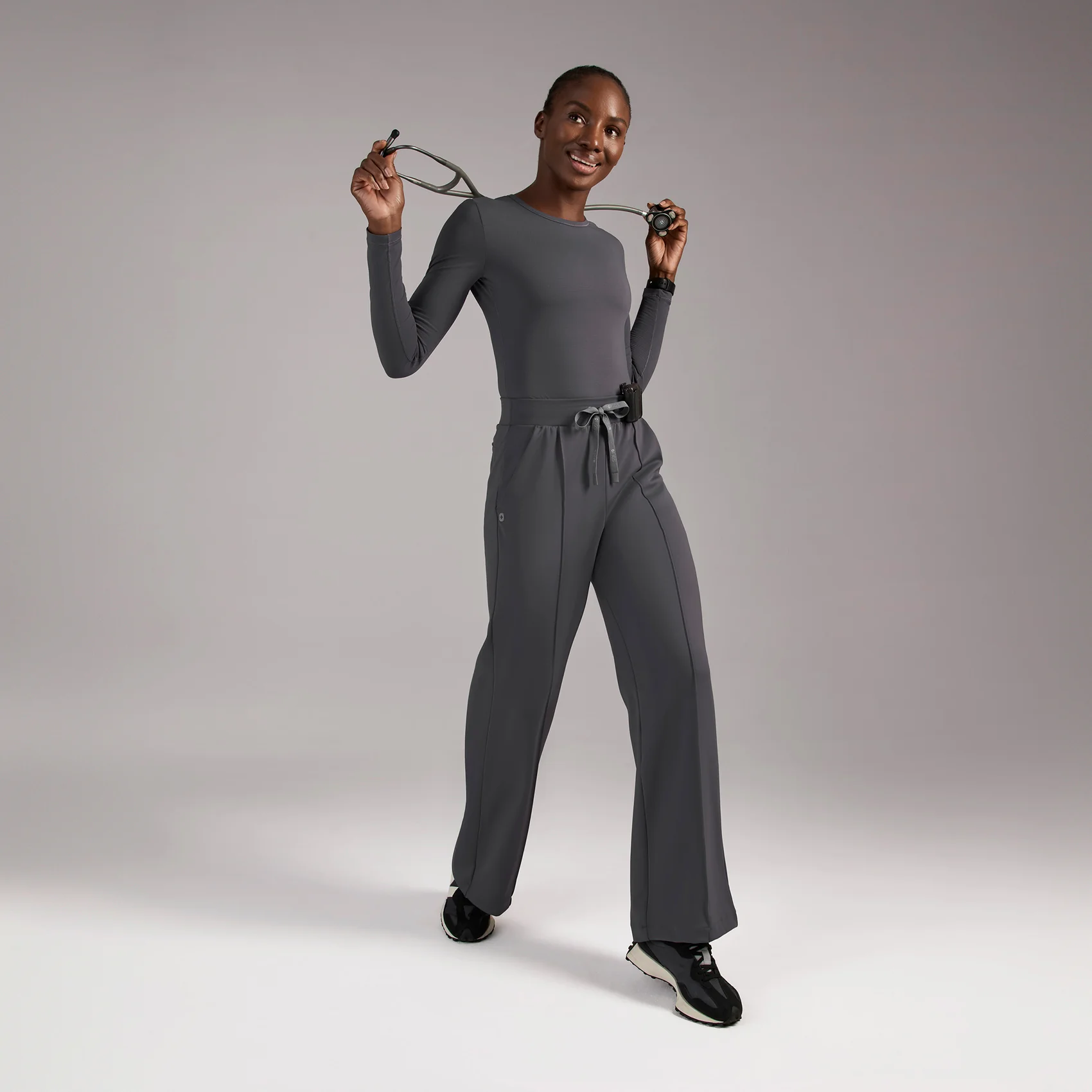 women's Charcoal High Waisted Salina FORMx Wide Leg - Scrub Pant⢠- Image 2
