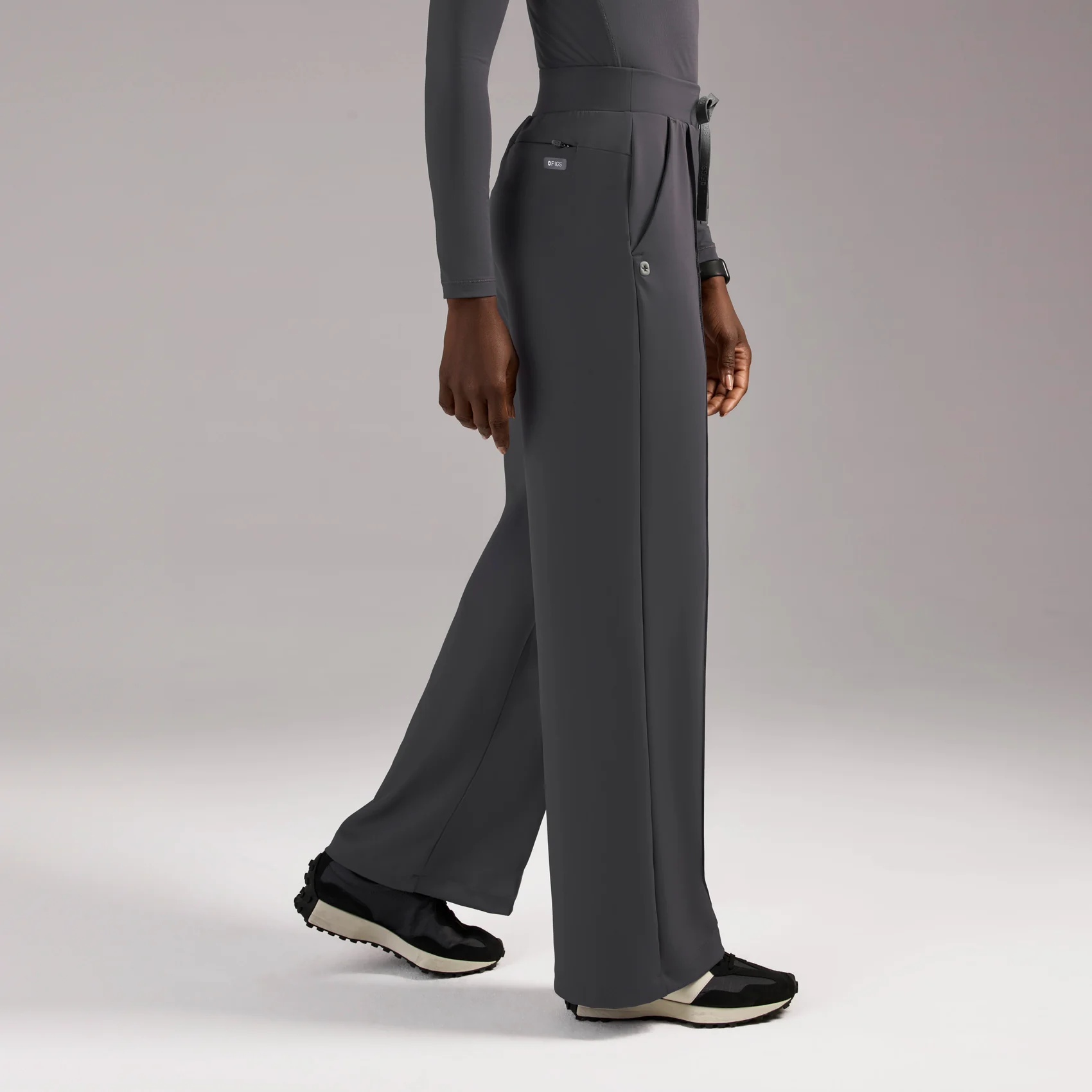 women's Charcoal High Waisted Salina FORMx Wide Leg - Scrub Pant⢠- Image 3
