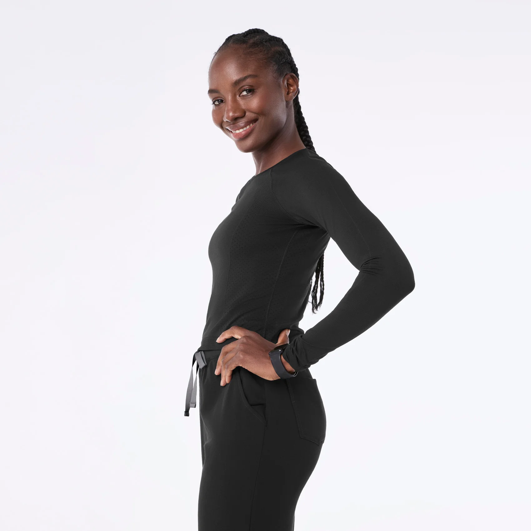women's Black Salta Seamless Cropped - Longsleeve Underscrub - Image 3