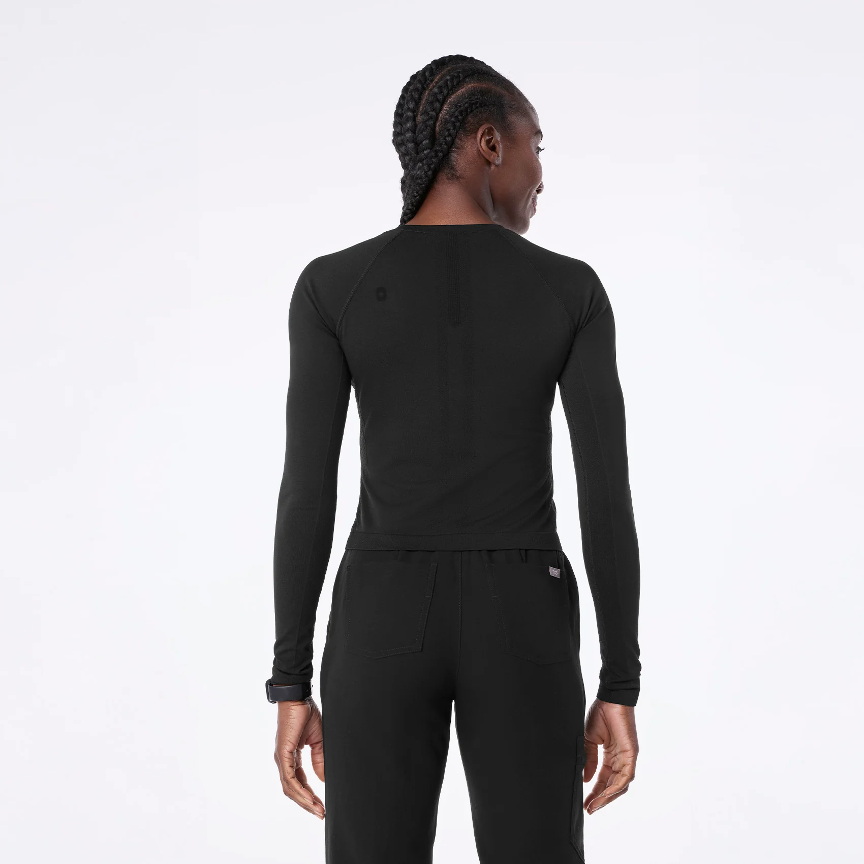 women's Black Salta Seamless Cropped - Longsleeve Underscrub - Image 4