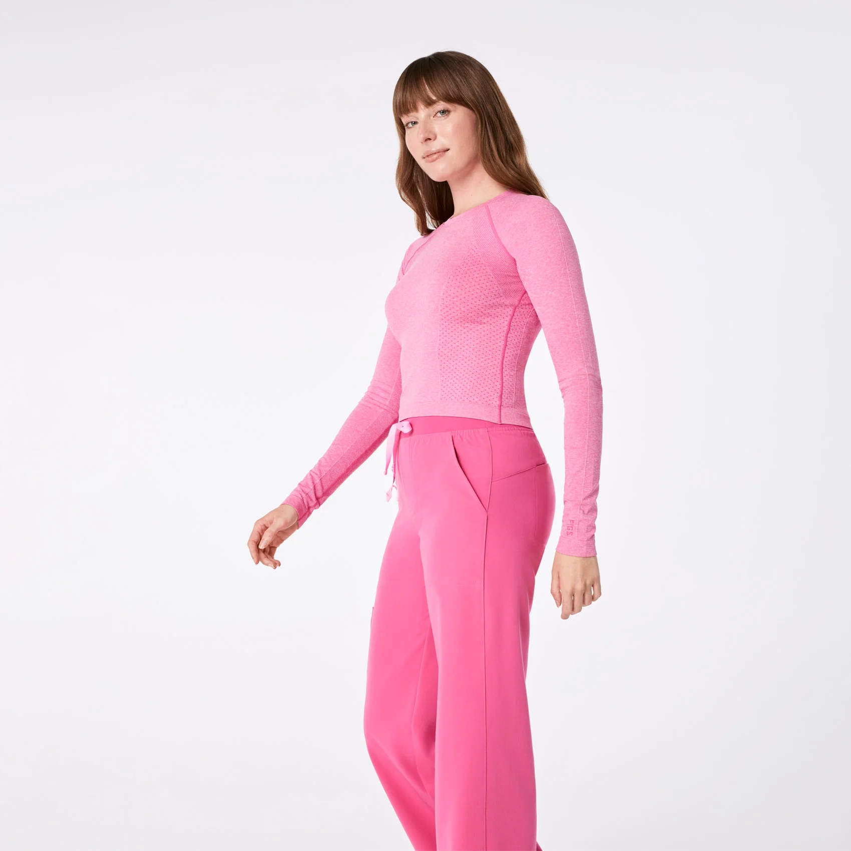 women's F'ing Pink Salta Seamless Cropped - Longsleeve Underscrub - Image 3