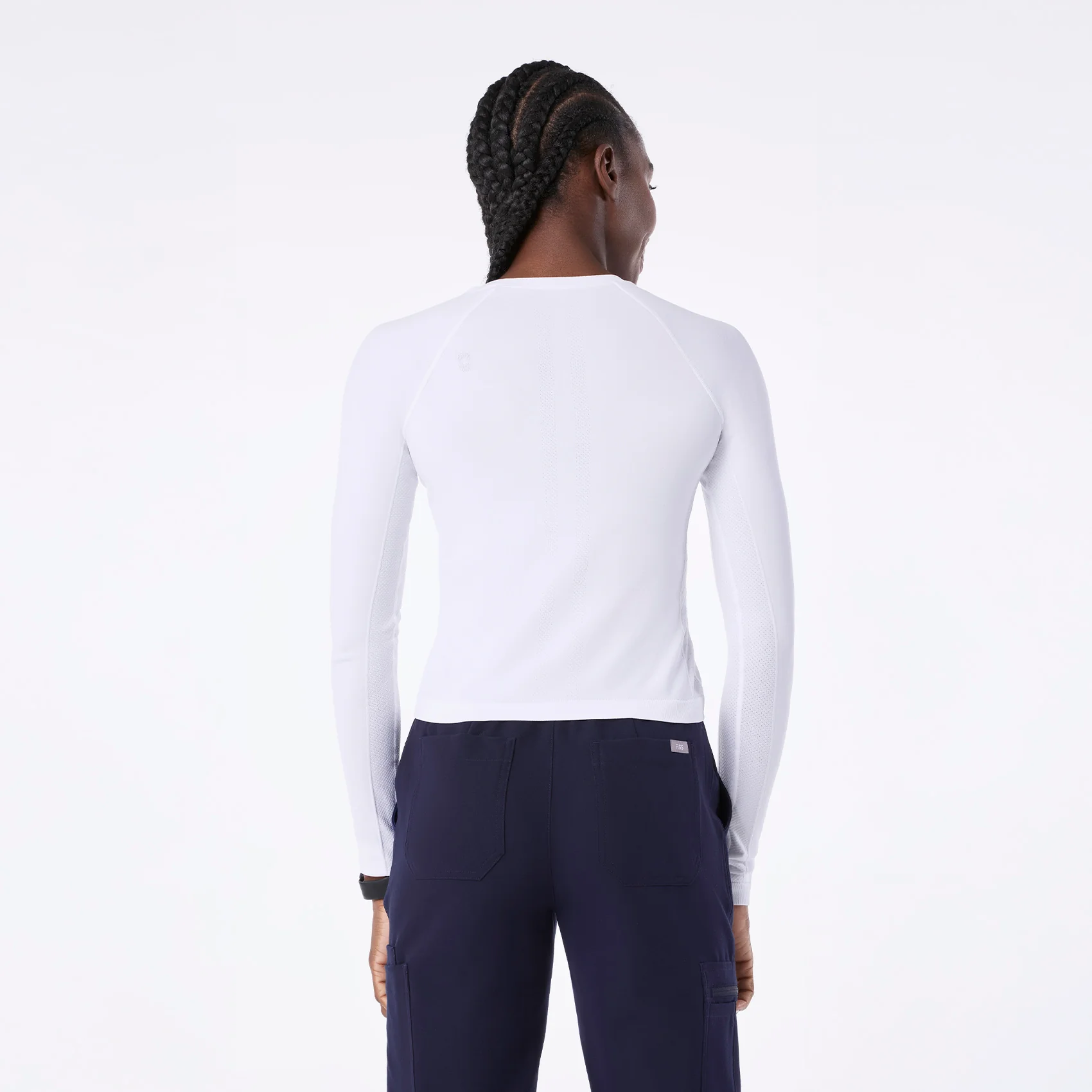 women's White Salta Seamless Cropped - Longsleeve Underscrub - Image 4