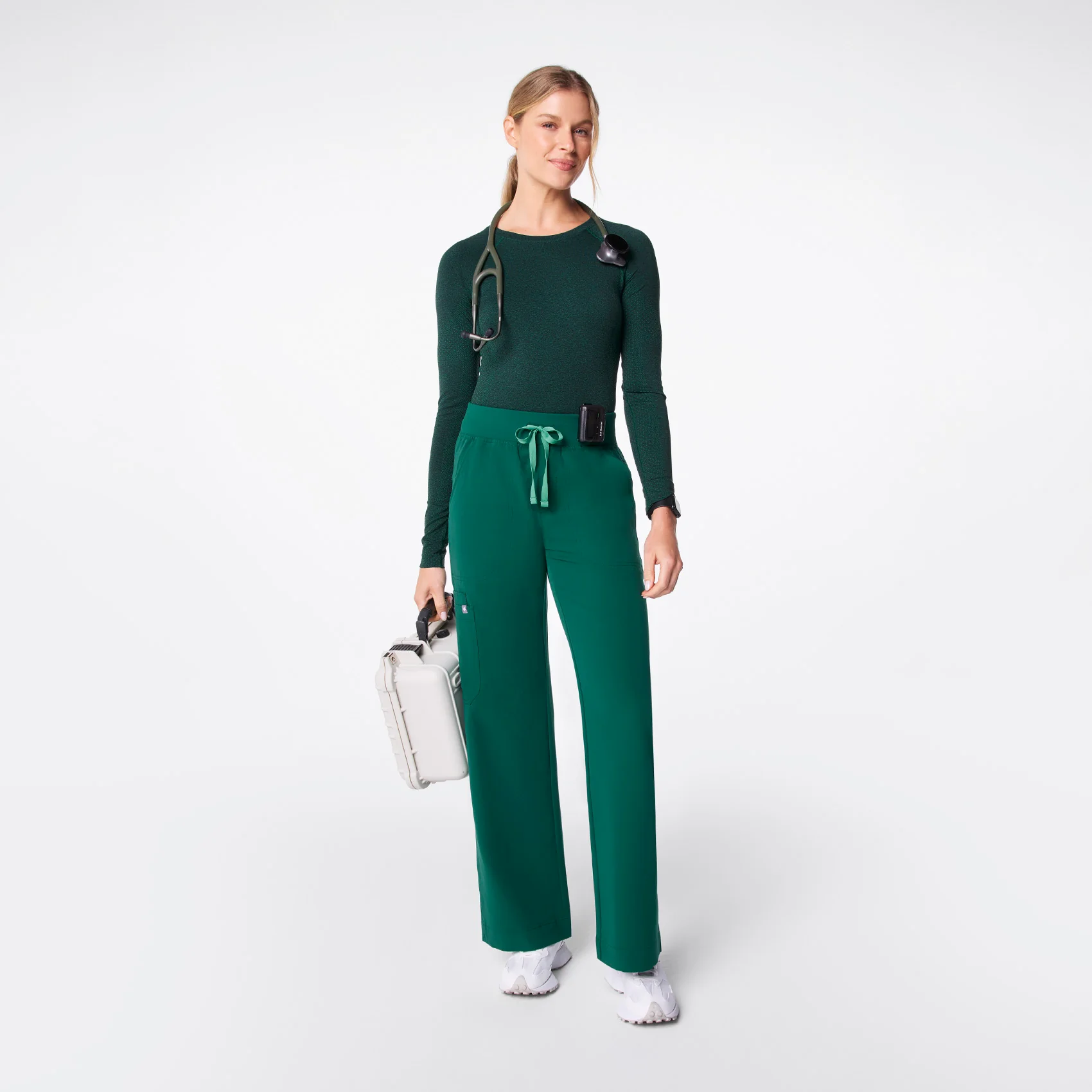 women's Hunter Green Salta Seamless - Longsleeve Underscrub - Image 2