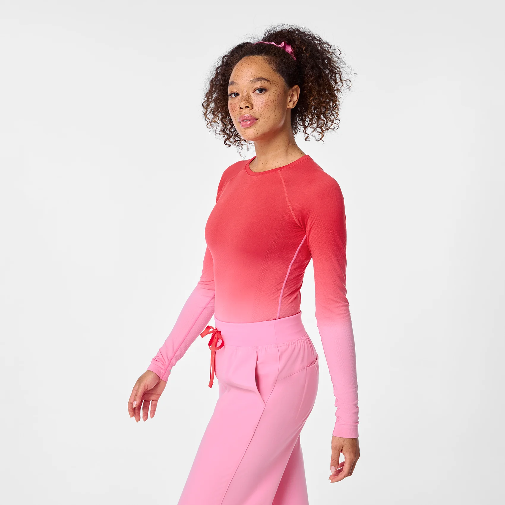 women's Ombre Sunrise Pink Salta Seamless - Longsleeve Underscrub - Image 3