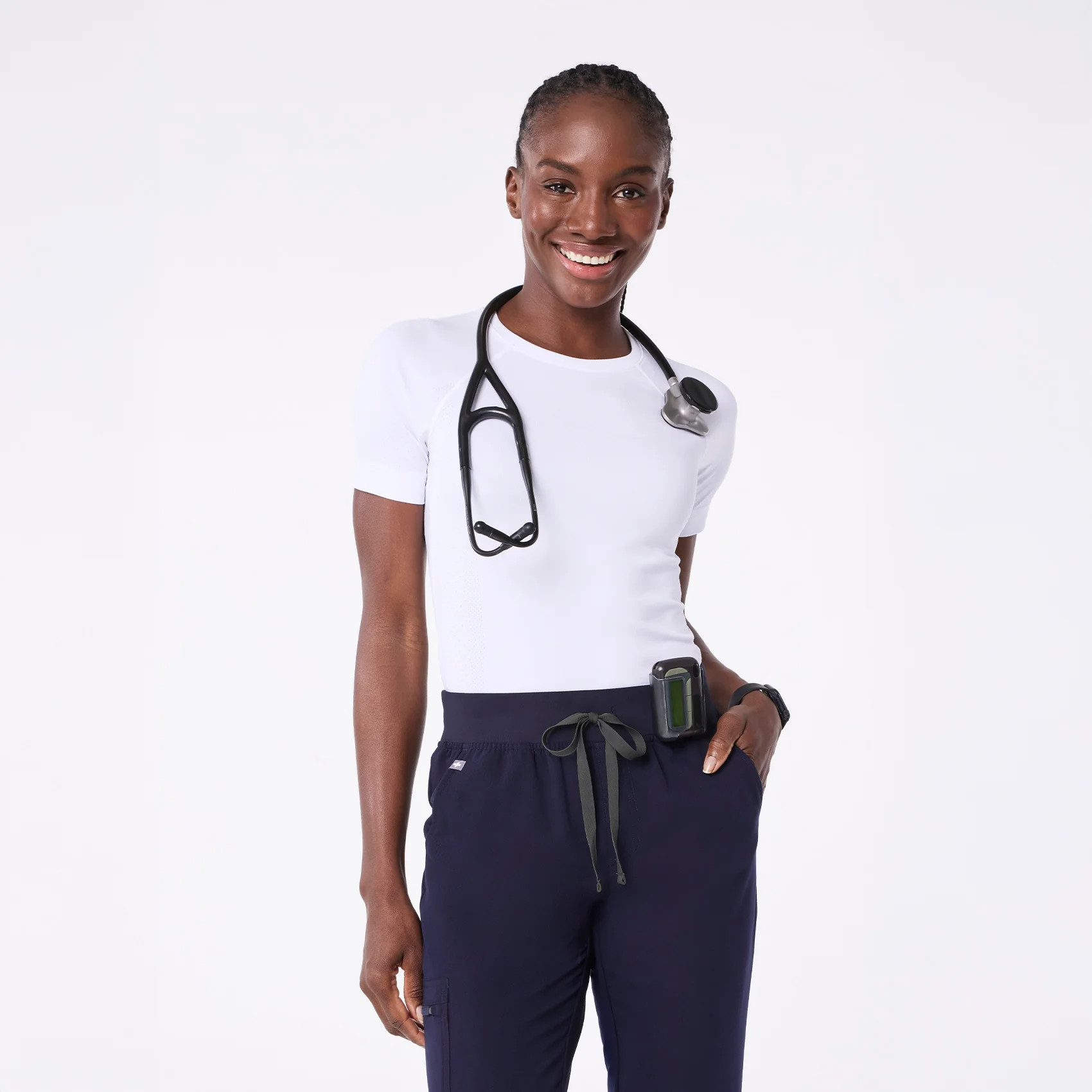 women's White Salta Seamless - Shortsleeve Underscrub