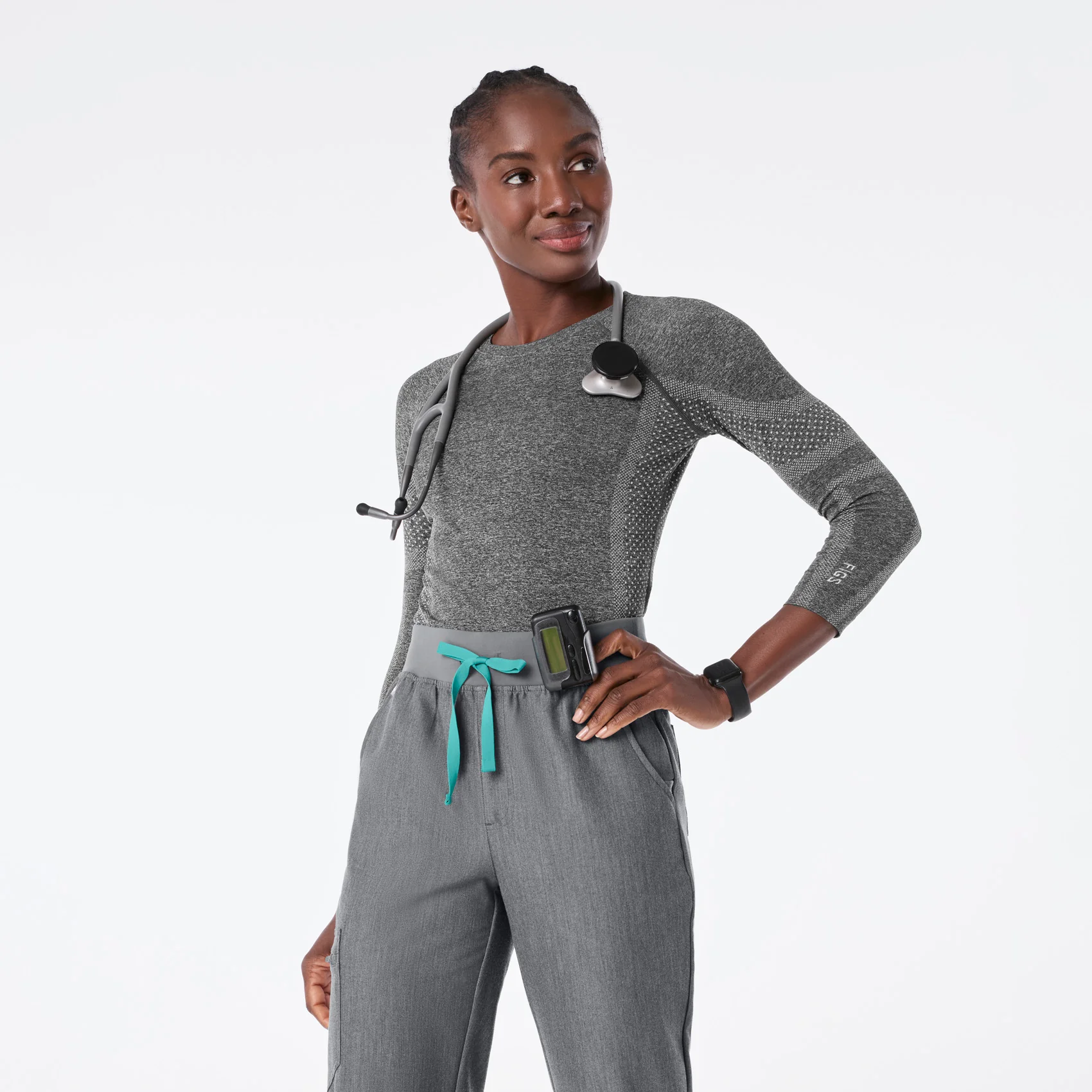women's Graphite Salta Seamless - ¾ Sleeve Underscrub