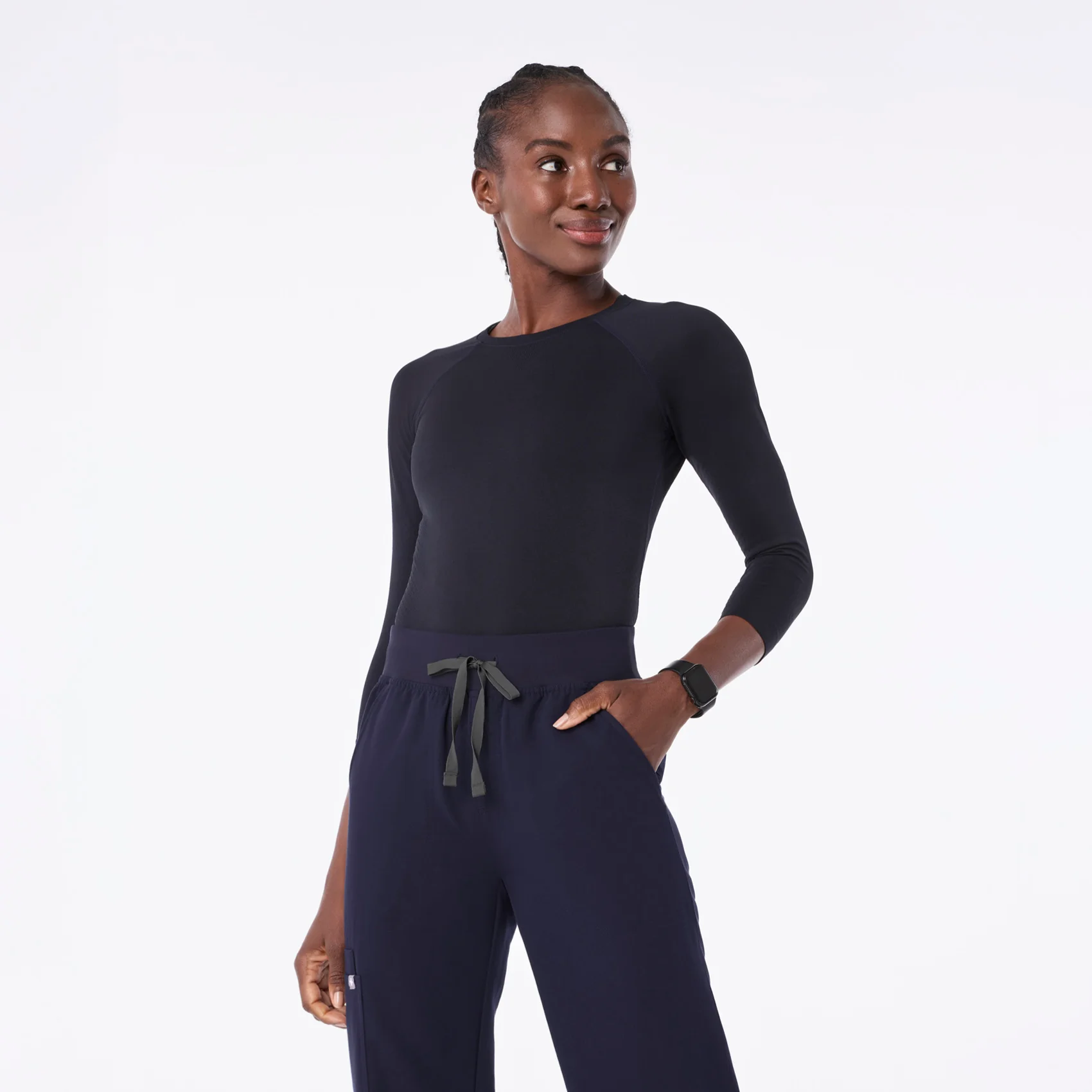 women's Navy Salta Seamless - ¾ Sleeve Underscrub