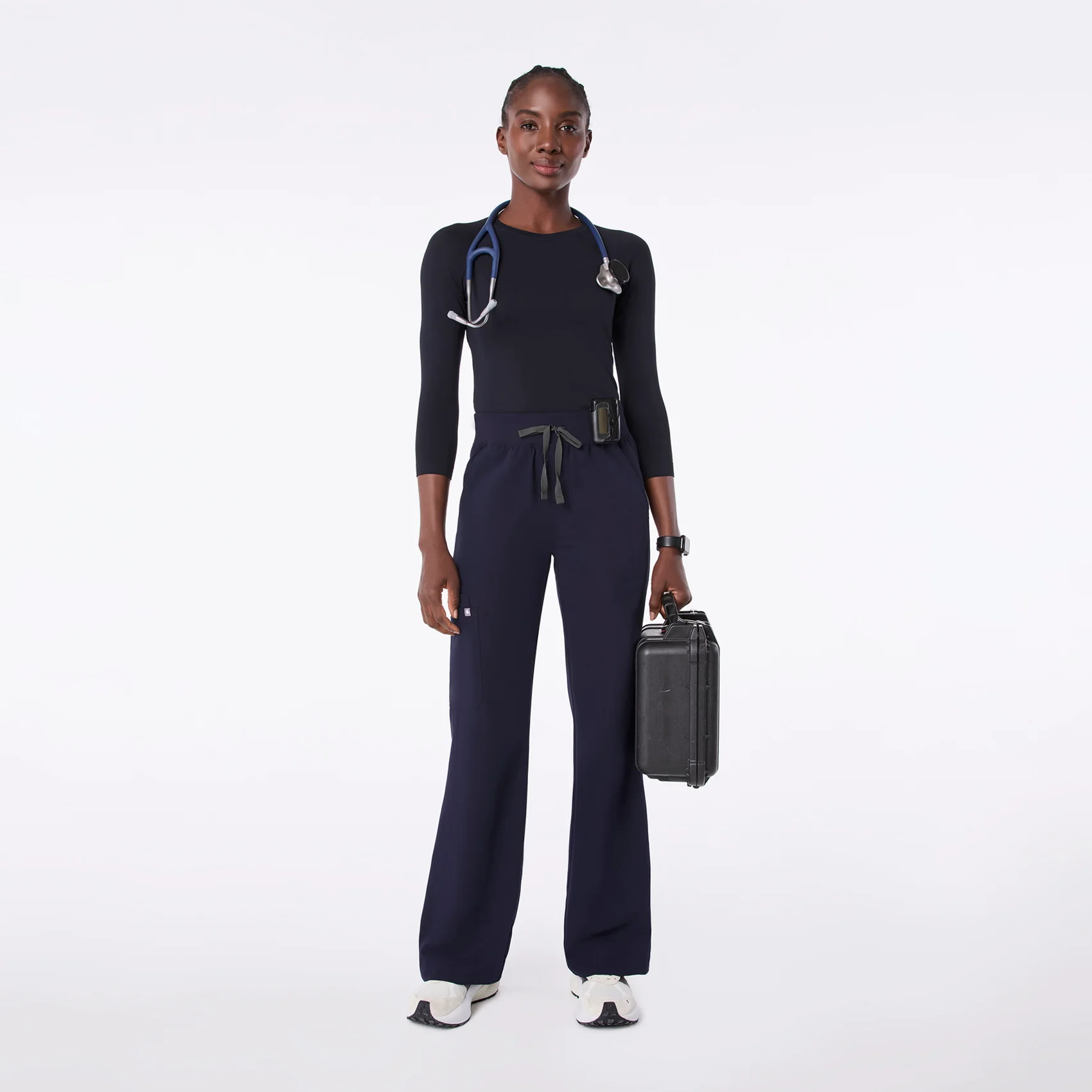 women's Navy Salta Seamless - ¾ Sleeve Underscrub - Image 2