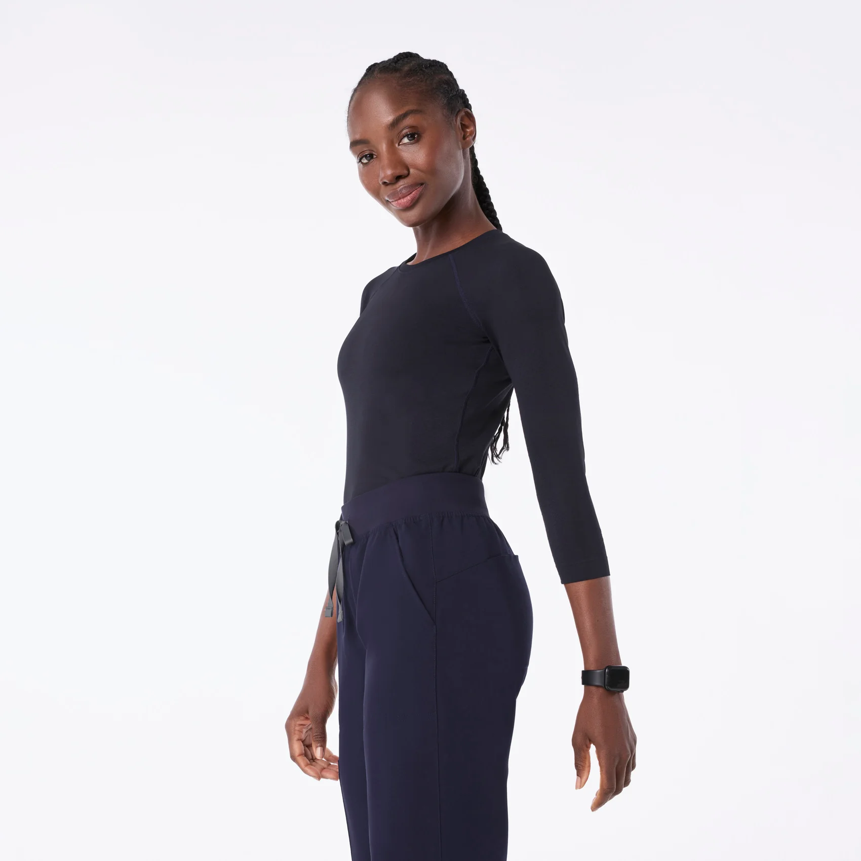 women's Navy Salta Seamless - ¾ Sleeve Underscrub - Image 3