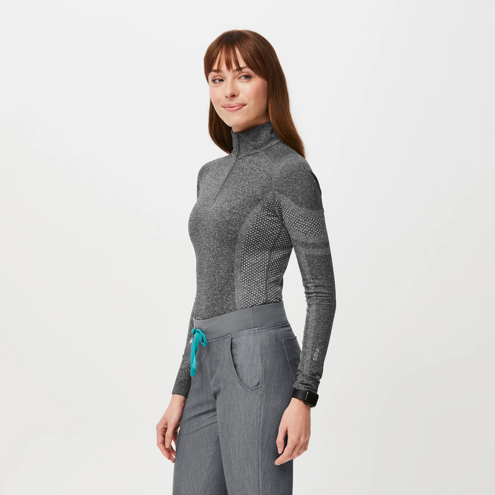 women's Graphite Salta Seamless ¼ Zip - Longsleeve Underscrub - Image 3