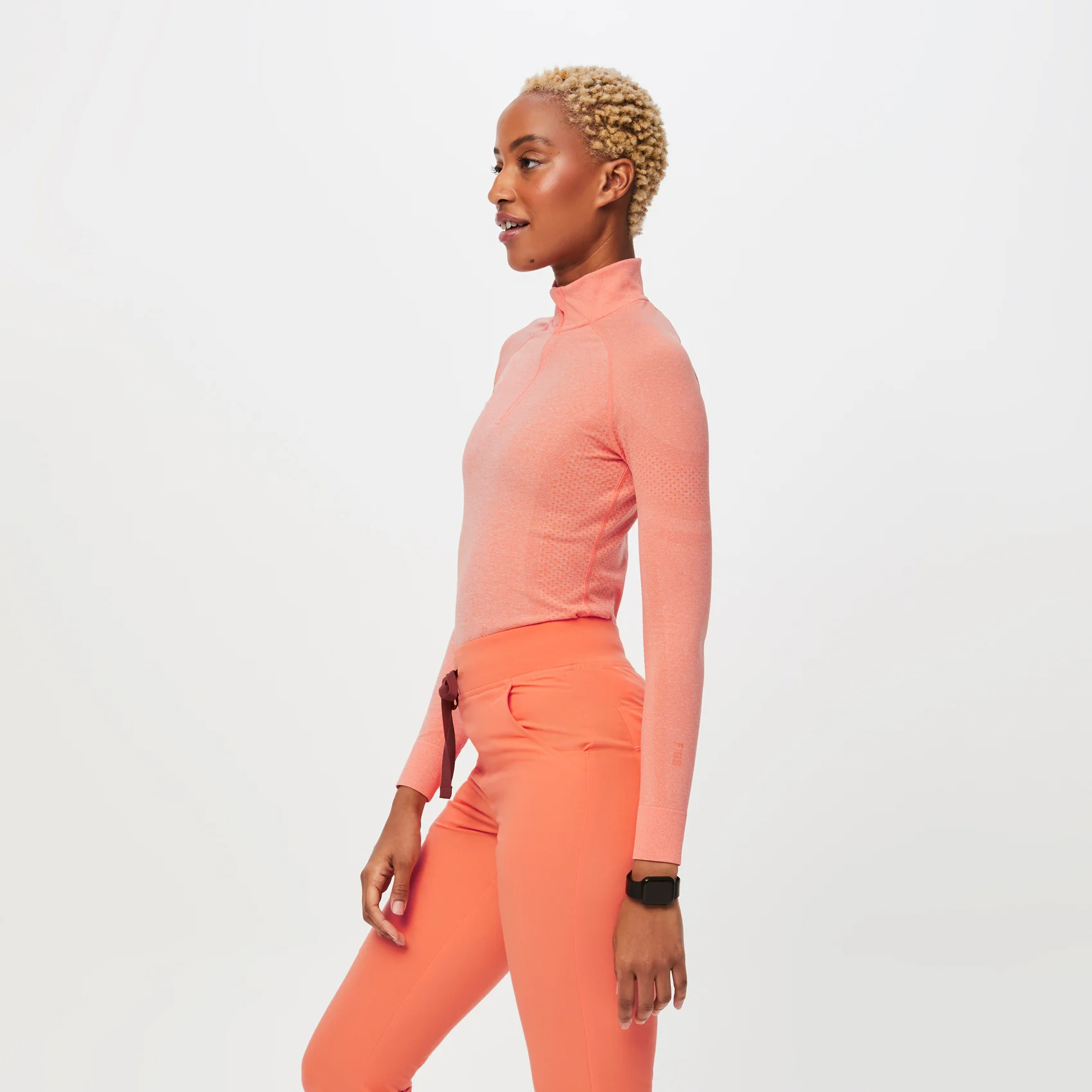 women's Heather Papaya Salta Seamless - ¼ Zip - Image 3