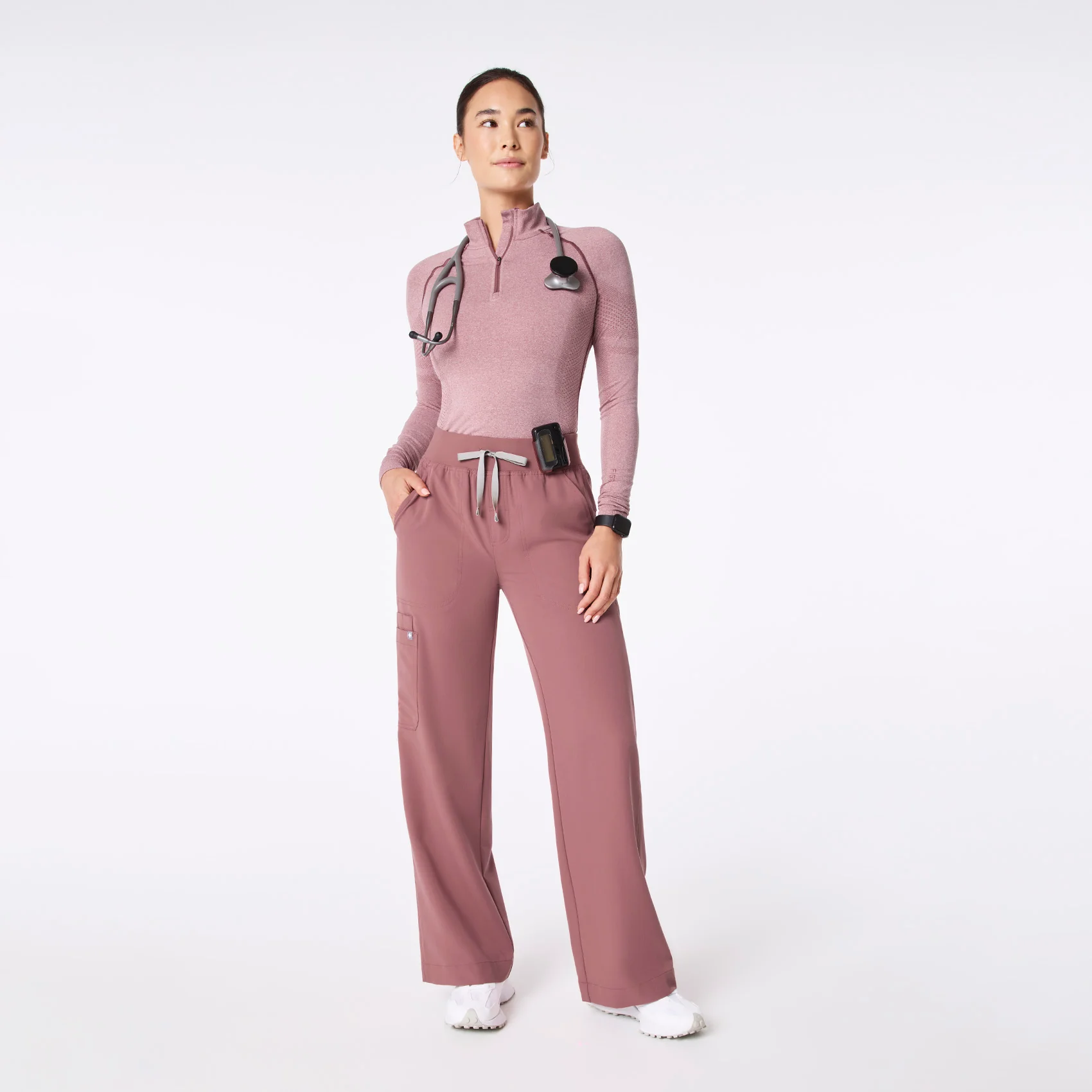 women's Mauve Salta Seamless ¼ Zip - Longsleeve Underscrub - Image 2