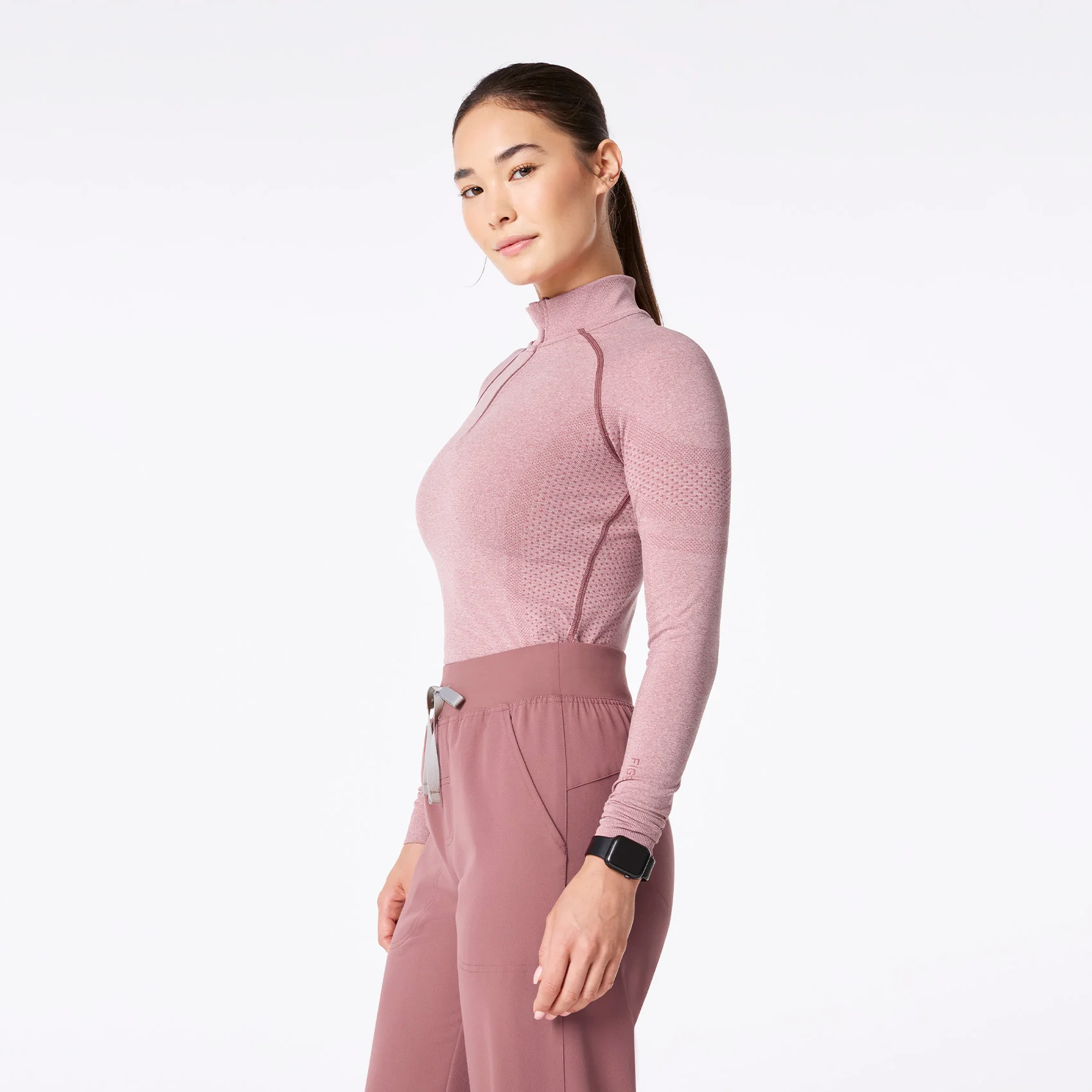 women's Mauve Salta Seamless ¼ Zip - Longsleeve Underscrub - Image 3